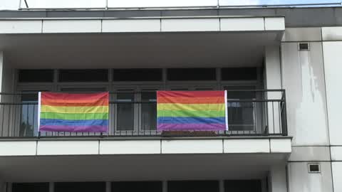 Pride flags at American embassy in Warsaw