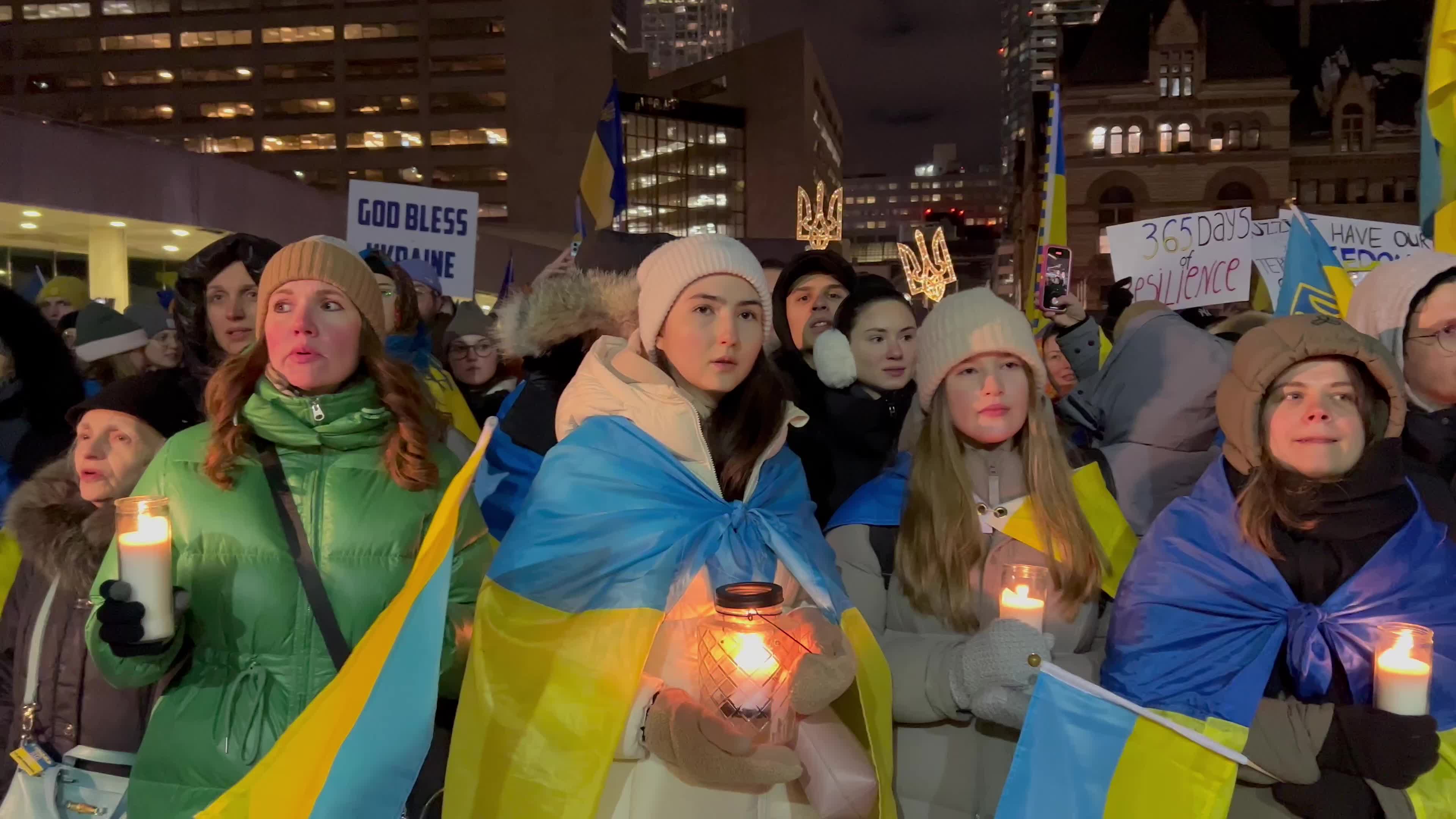 People Across North America Gather To Support Ukraine On The Anniversary Of The Russian Invasion