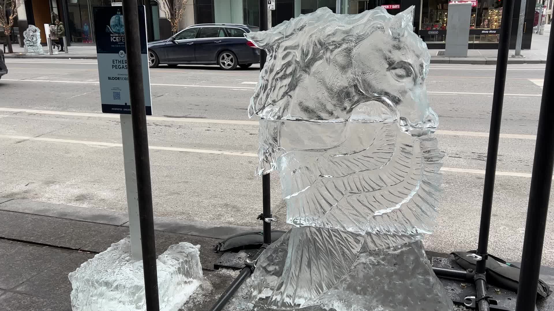 Ice sculpture carving in Toronto, Canada
