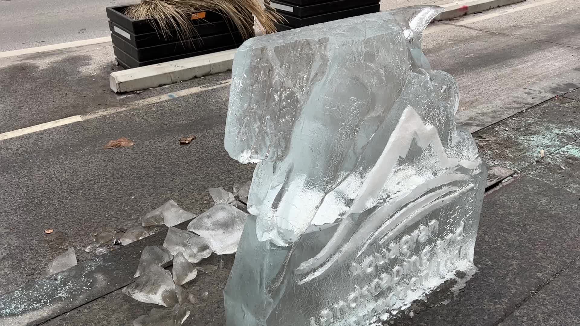 Ice sculpture carving in Toronto, Canada