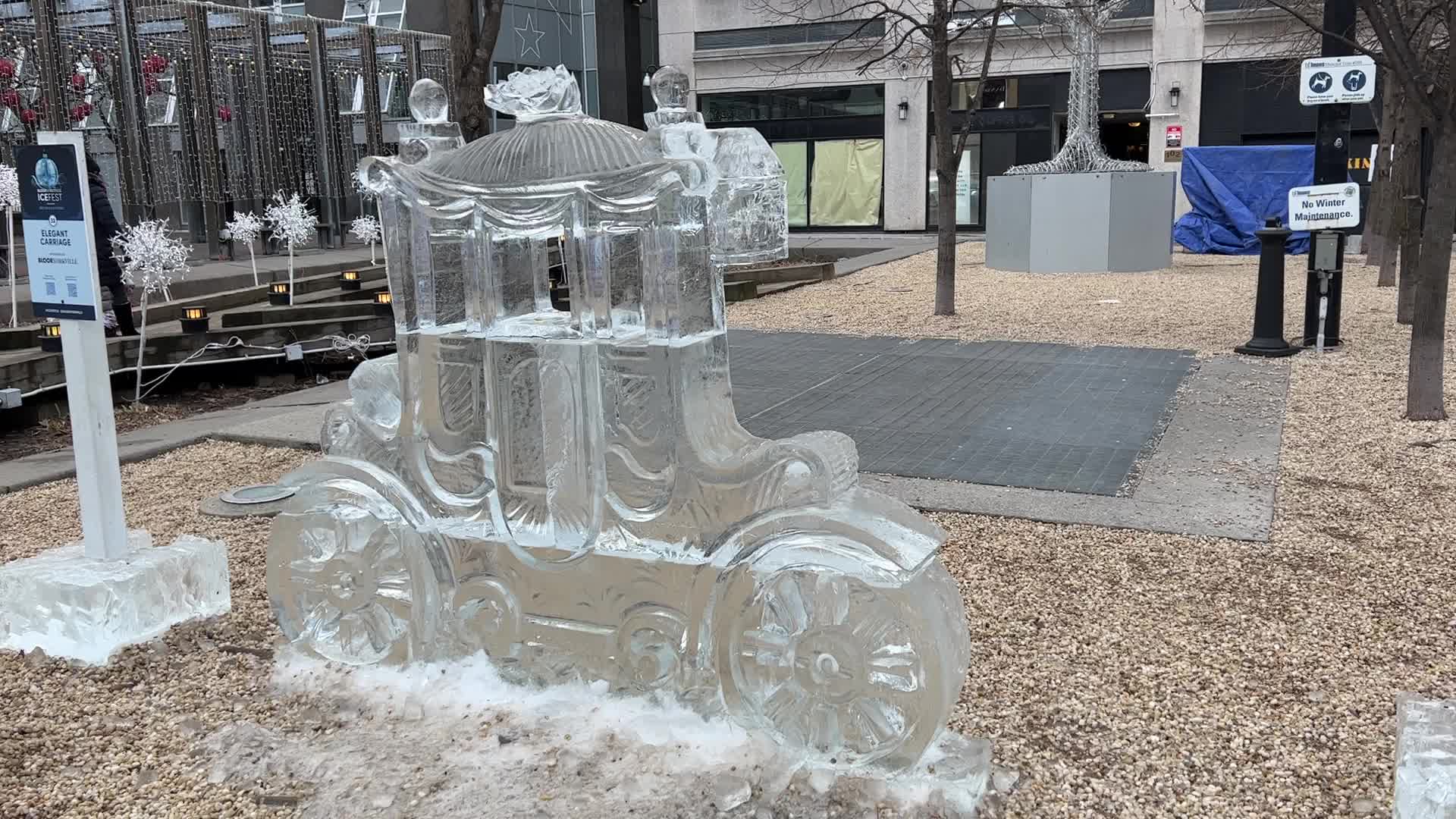 Ice sculpture carving in Toronto, Canada