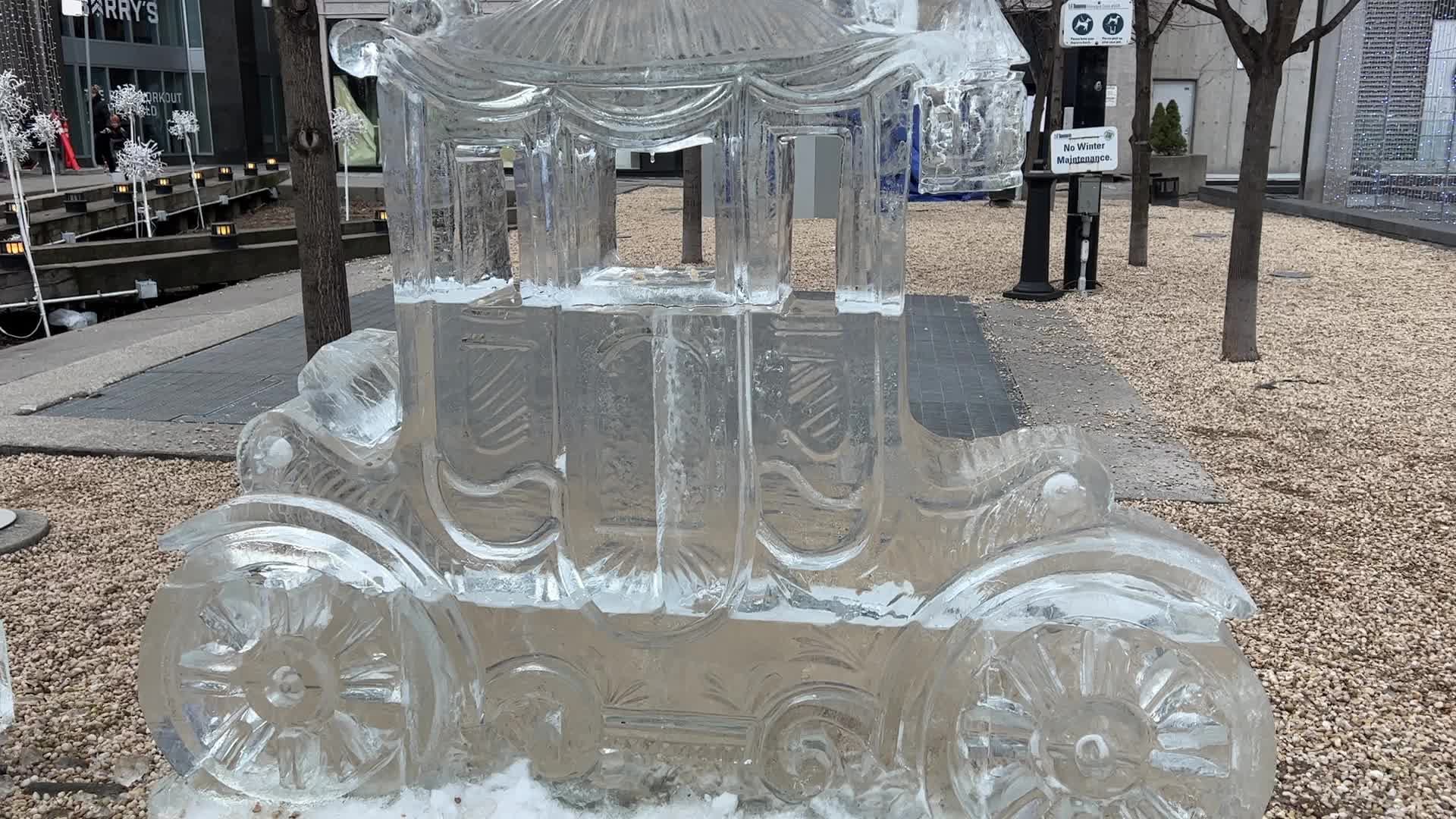 Ice sculpture carving in Toronto, Canada