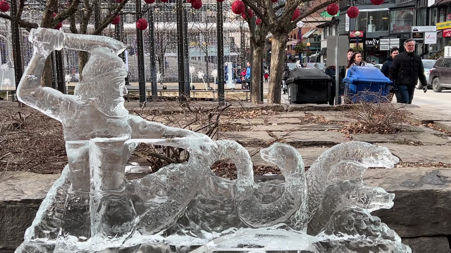 Ice sculpture carving in Toronto, Canada