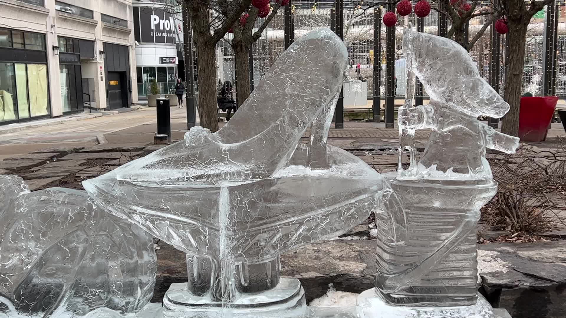 Ice sculpture carving in Toronto, Canada