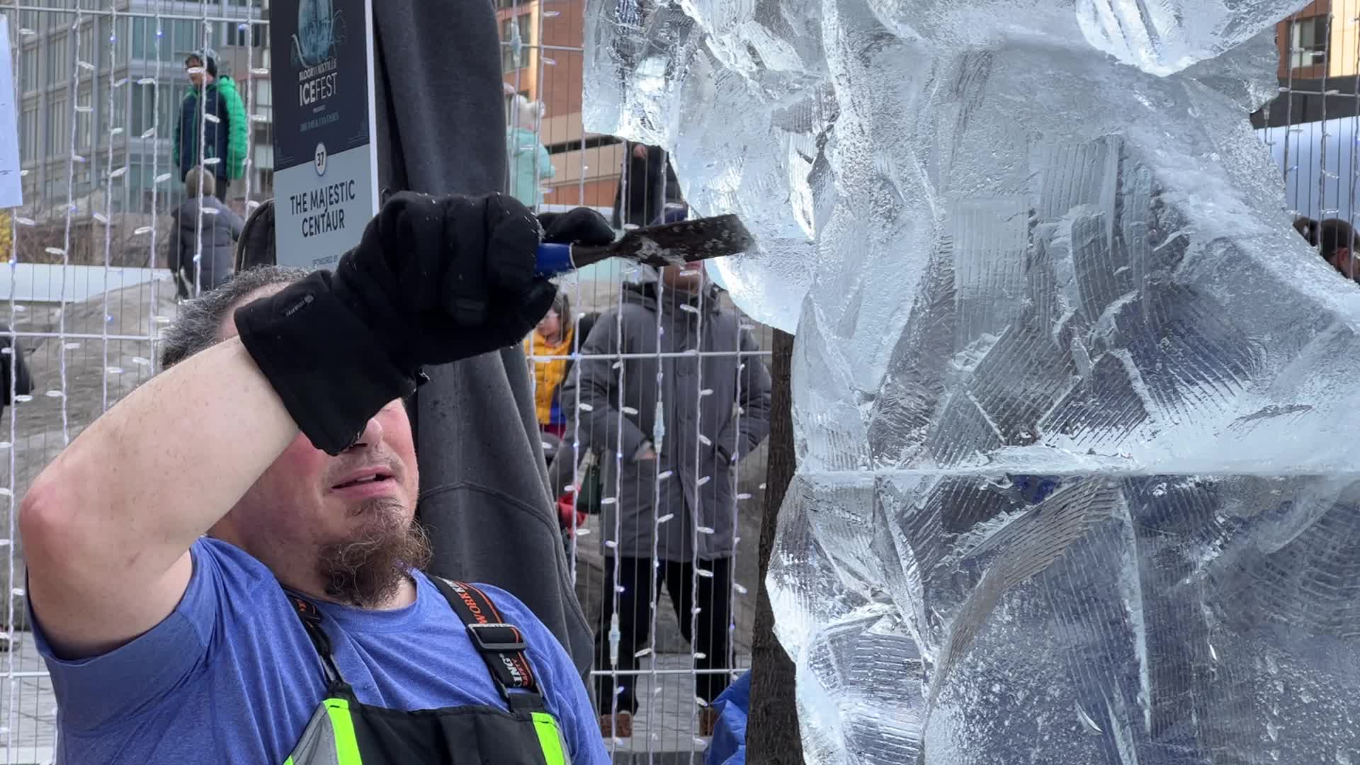 Ice sculpture carving in Toronto, Canada