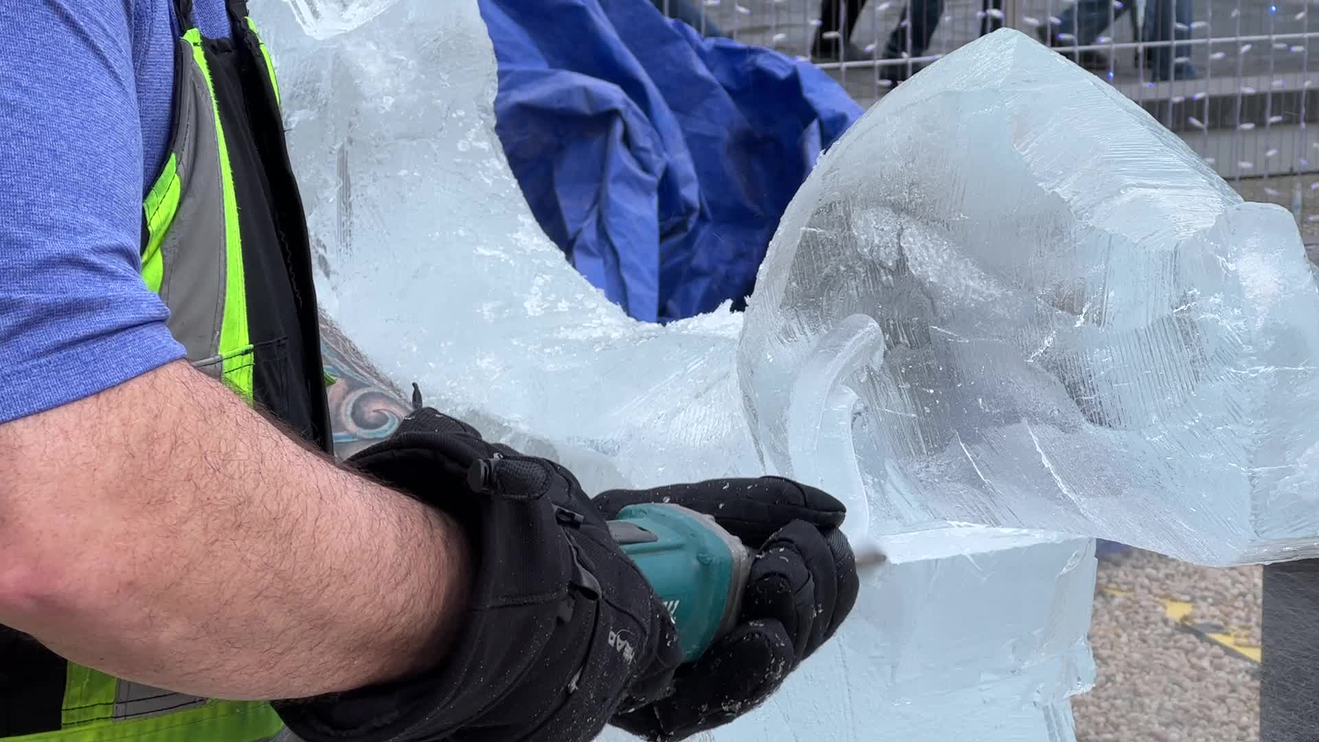 Ice sculpture carving in Toronto, Canada