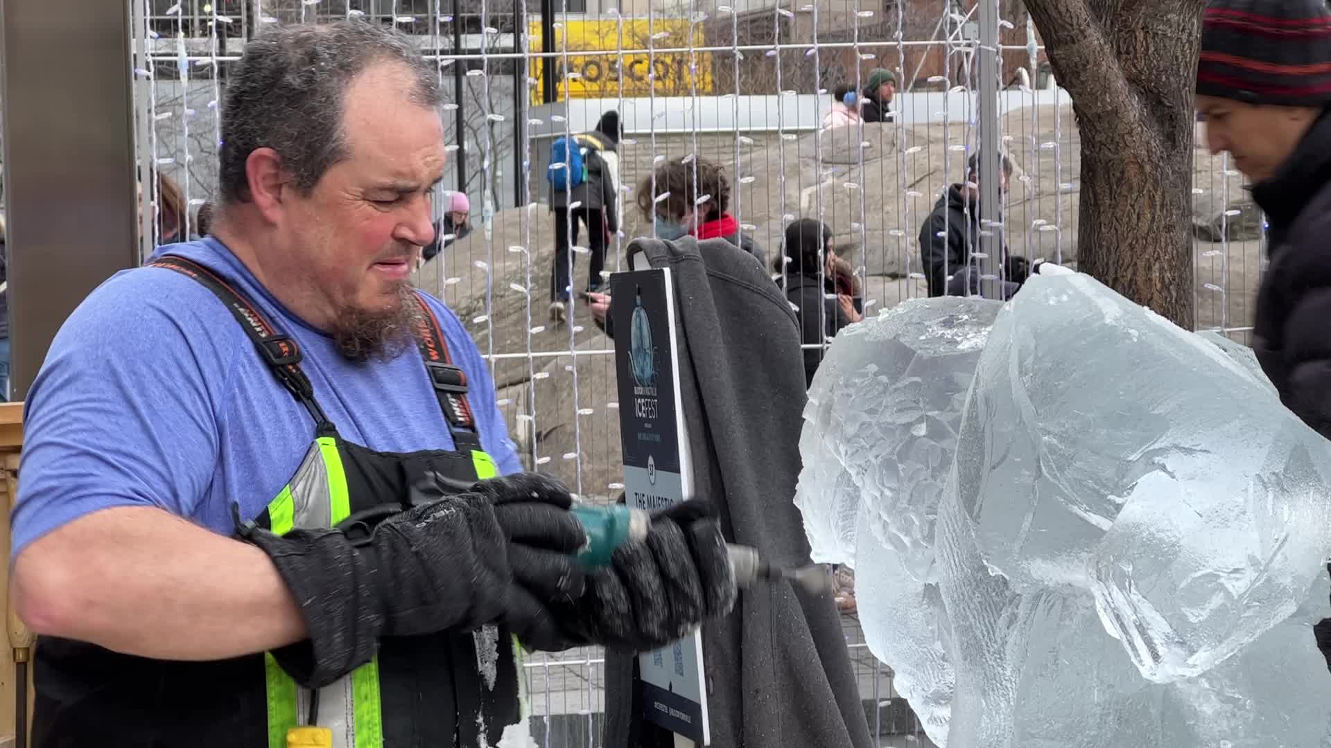 Ice sculpture carving in Toronto, Canada