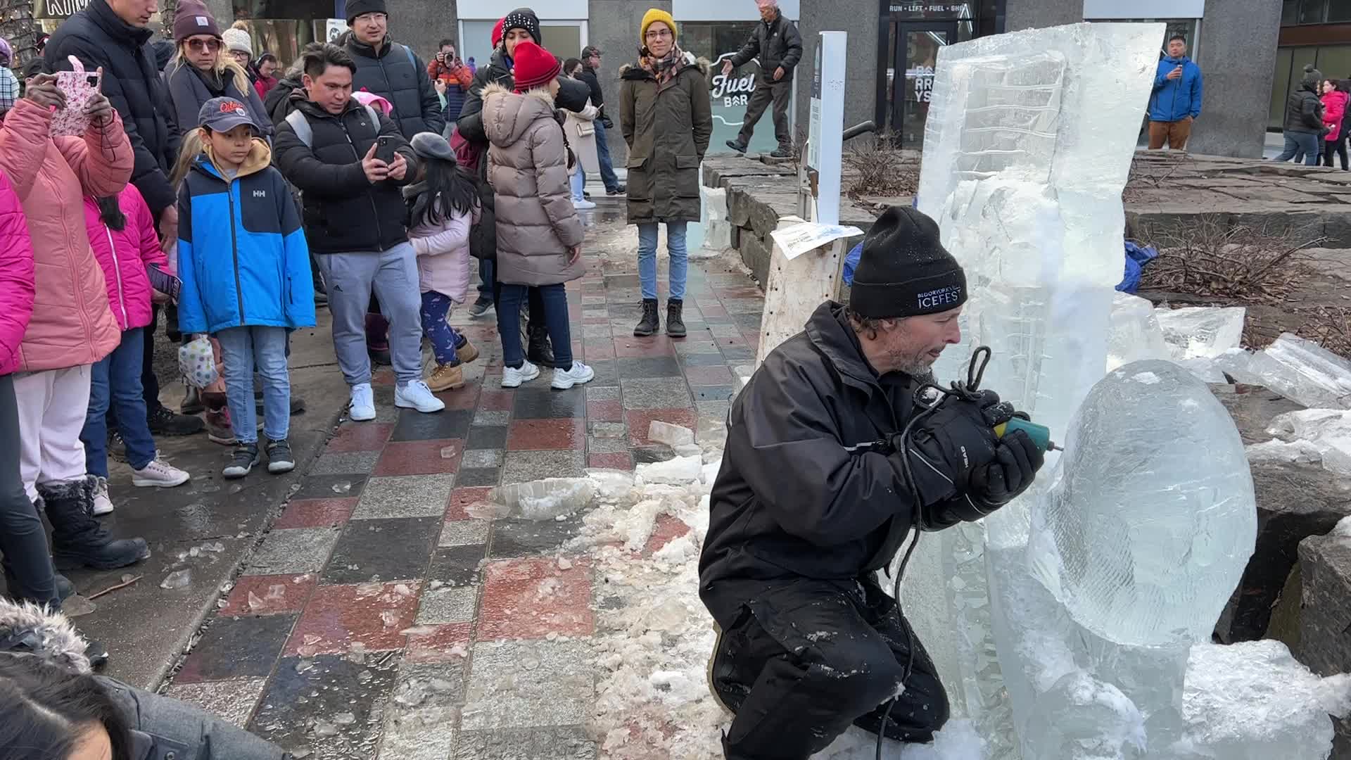 Ice sculpture carving in Toronto, Canada