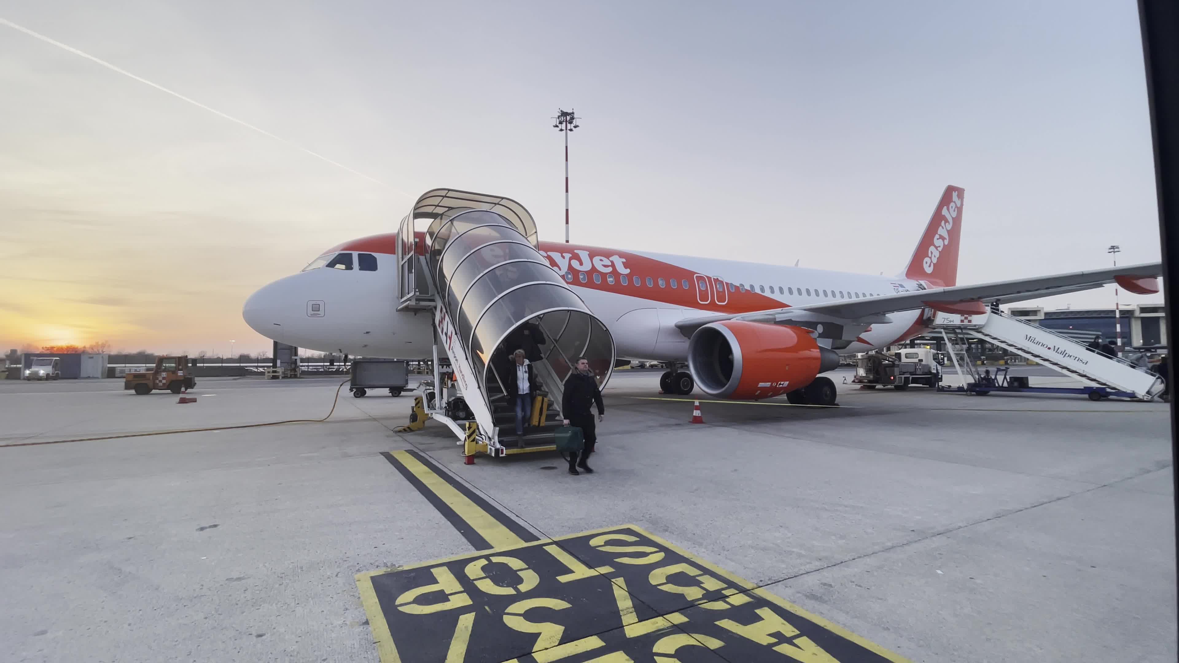 Airbus A320 of easyJet landed in Milano Malpensa Airport