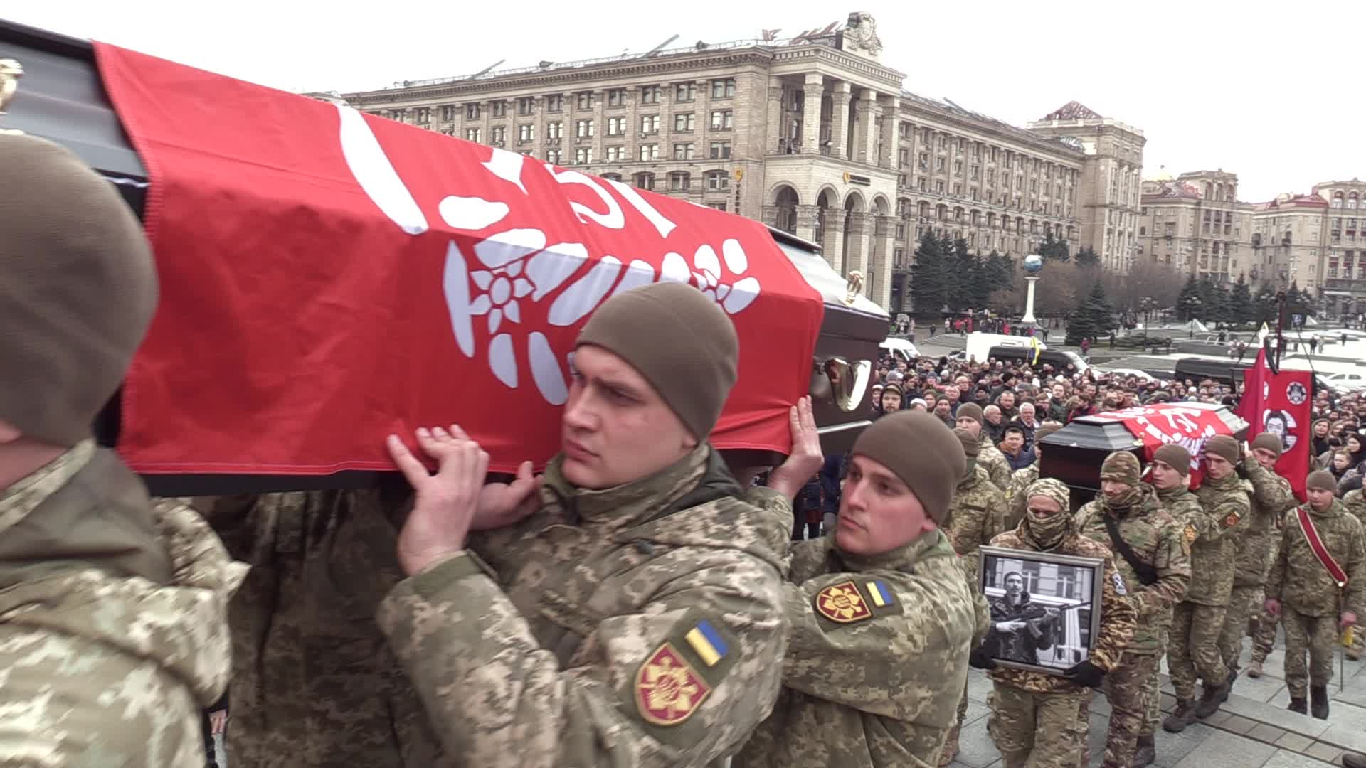 A farewell for four Ukrainian fighters in Kyiv, who died during a combat mission in Russia, amid Russia's invasion of Ukraine.