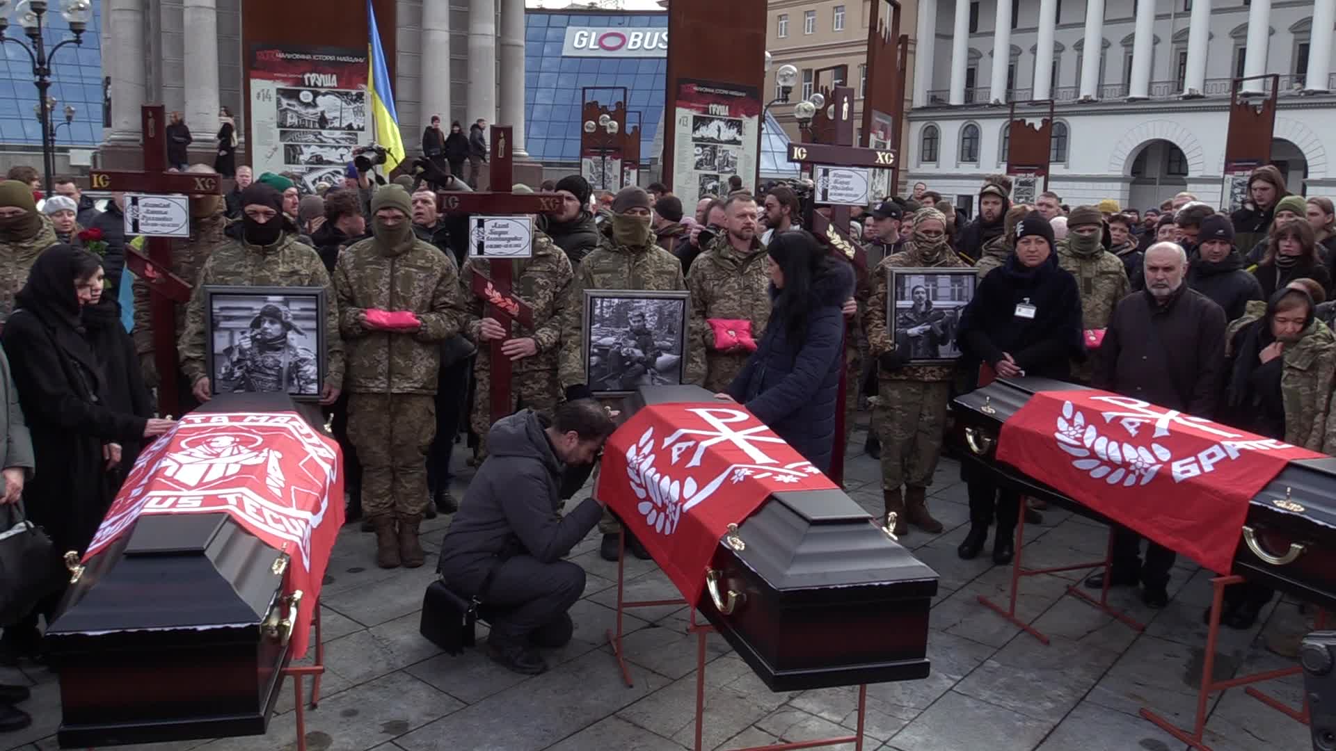 A farewell for four Ukrainian fighters in Kyiv, who died during a combat mission in Russia, amid Russia's invasion of Ukraine.