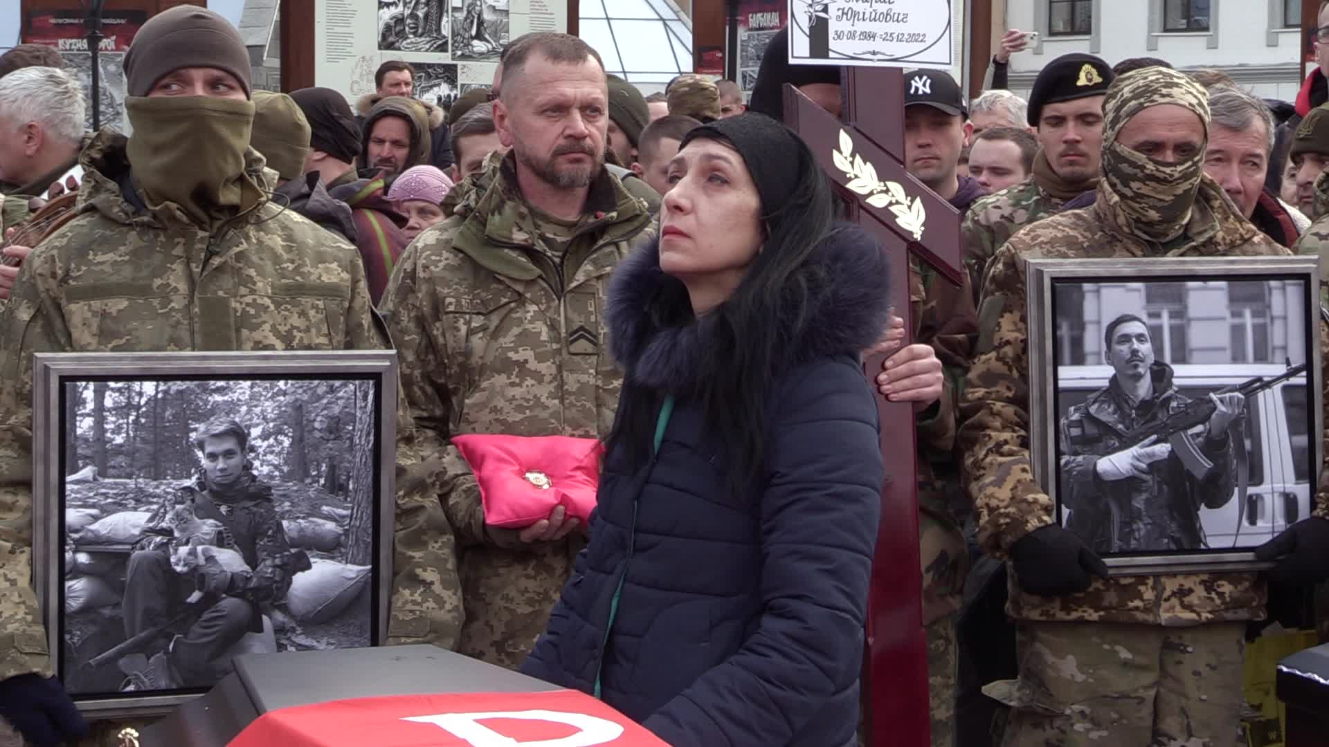 A farewell for four Ukrainian fighters in Kyiv, who died during a combat mission in Russia, amid Russia's invasion of Ukraine.