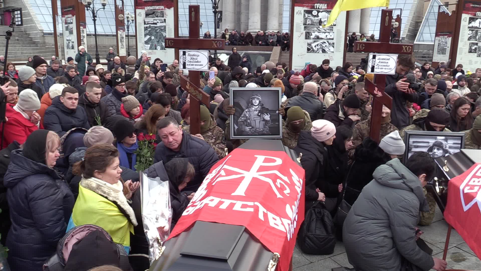 A farewell for four Ukrainian fighters in Kyiv, who died during a combat mission in Russia, amid Russia's invasion of Ukraine.