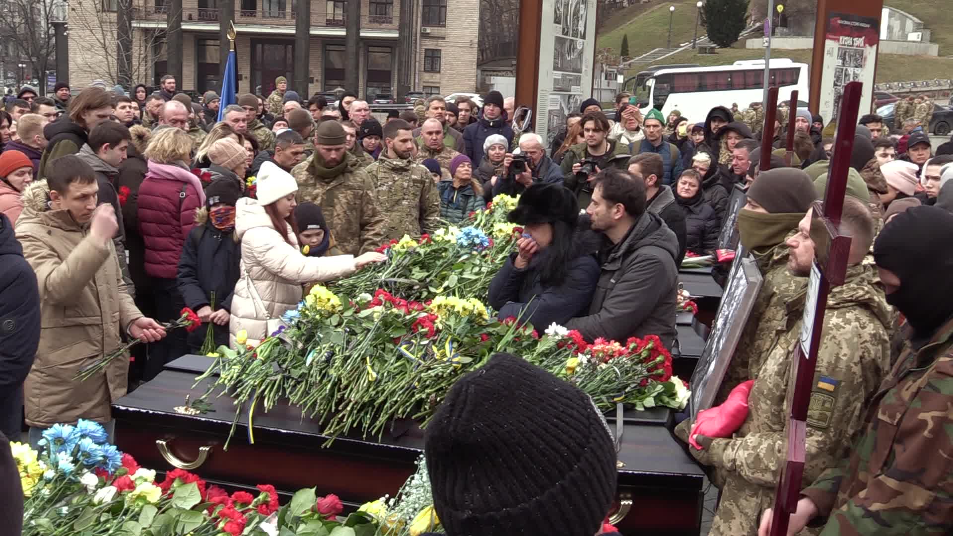 A farewell for four Ukrainian fighters in Kyiv, who died during a combat mission in Russia, amid Russia's invasion of Ukraine.