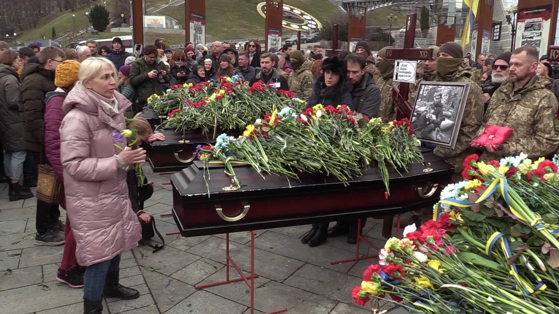 A farewell for four Ukrainian fighters in Kyiv, who died during a combat mission in Russia, amid Russia's invasion of Ukraine.