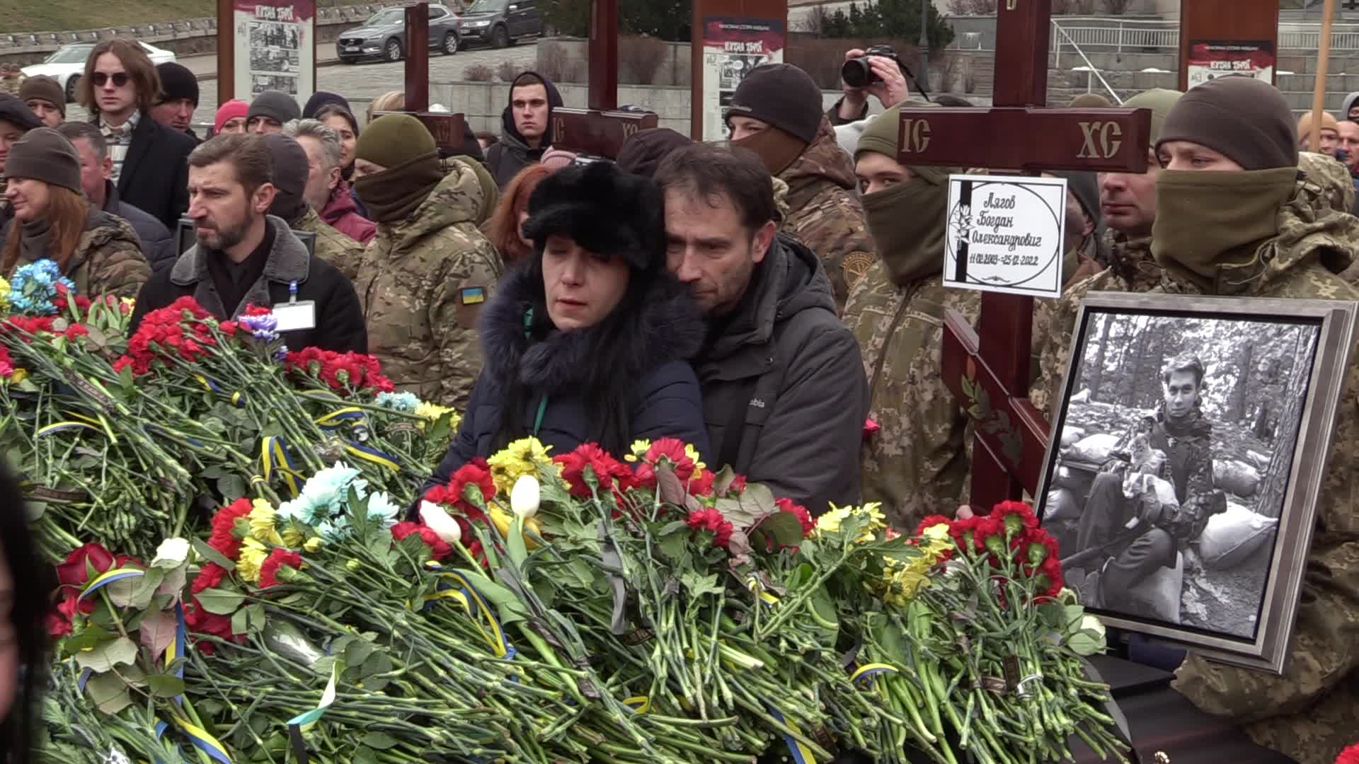 A farewell for four Ukrainian fighters in Kyiv, who died during a combat mission in Russia, amid Russia's invasion of Ukraine.