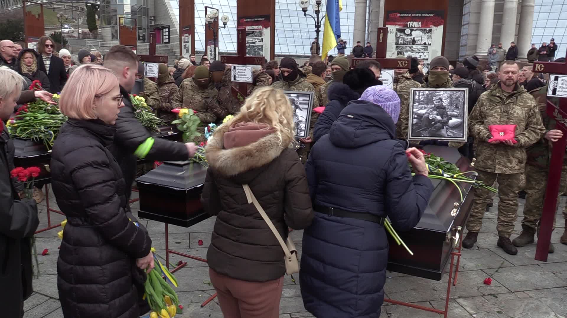 A farewell for four Ukrainian fighters in Kyiv, who died during a combat mission in Russia, amid Russia's invasion of Ukraine.