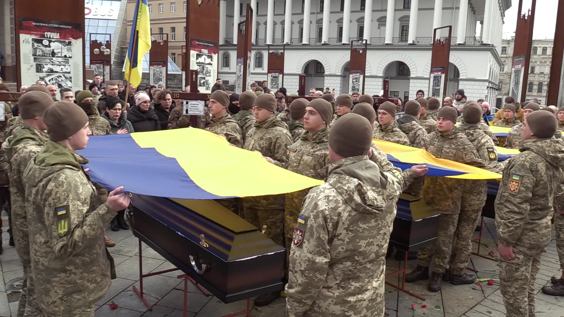 A farewell for four Ukrainian fighters in Kyiv, who died during a combat mission in Russia, amid Russia's invasion of Ukraine.