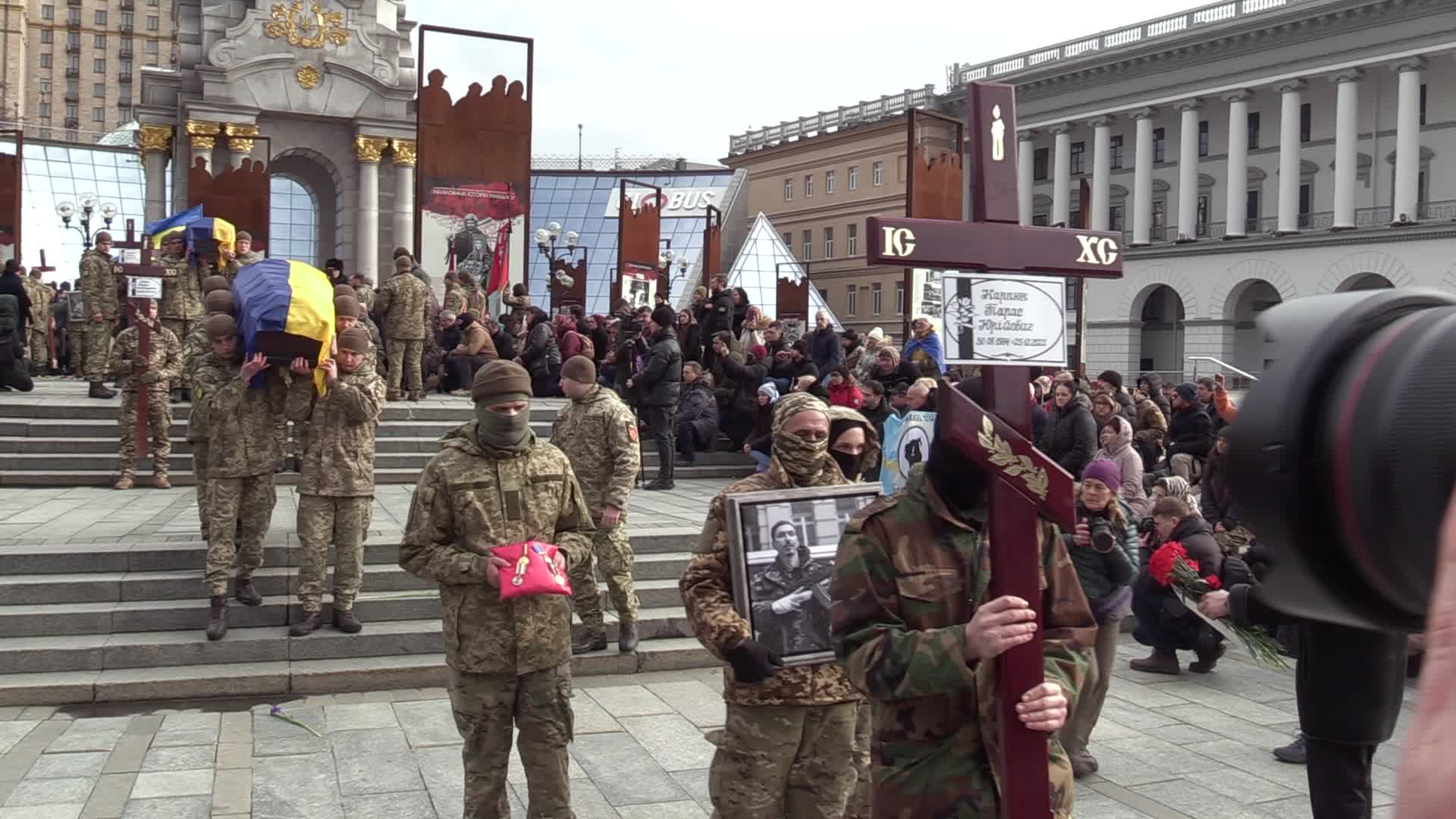 A farewell for four Ukrainian fighters in Kyiv, who died during a combat mission in Russia, amid Russia's invasion of Ukraine.
