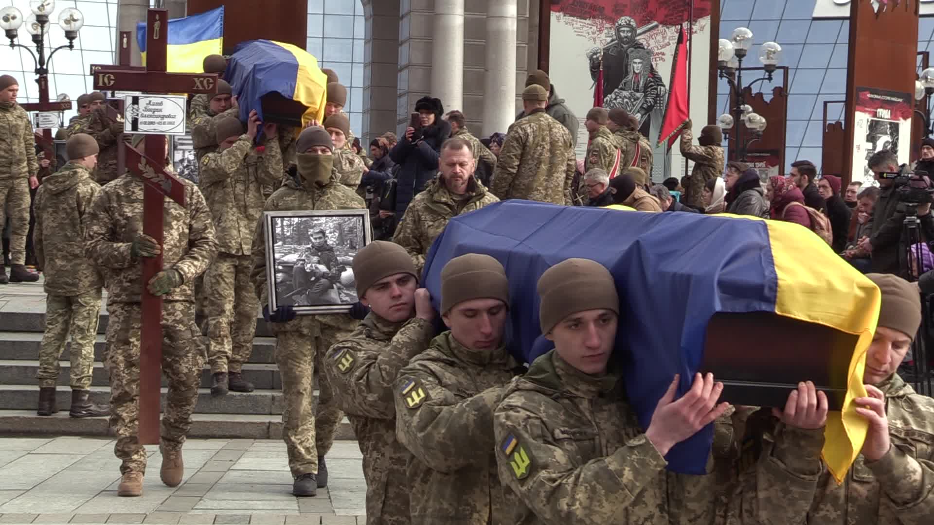 A farewell for four Ukrainian fighters in Kyiv, who died during a combat mission in Russia, amid Russia's invasion of Ukraine.