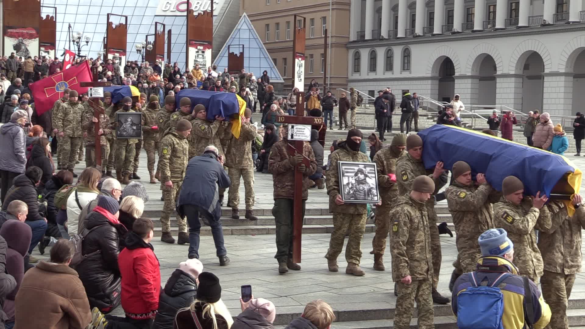 A farewell for four Ukrainian fighters in Kyiv, who died during a combat mission in Russia, amid Russia's invasion of Ukraine.
