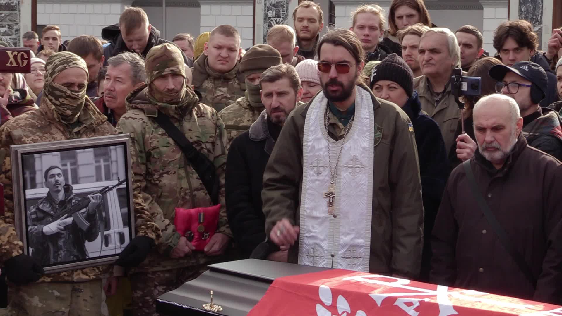 A farewell for four Ukrainian fighters in Kyiv, who died during a combat mission in Russia, amid Russia's invasion of Ukraine.