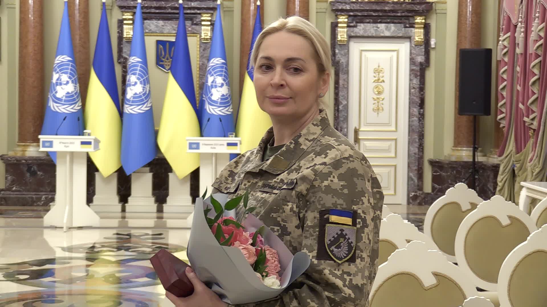 Ukrainian President with the participation of the UN Secretary General awarded female soldiers on the occasion of International Women's Day in Kyiv, amid Russia's invasion of Ukraine