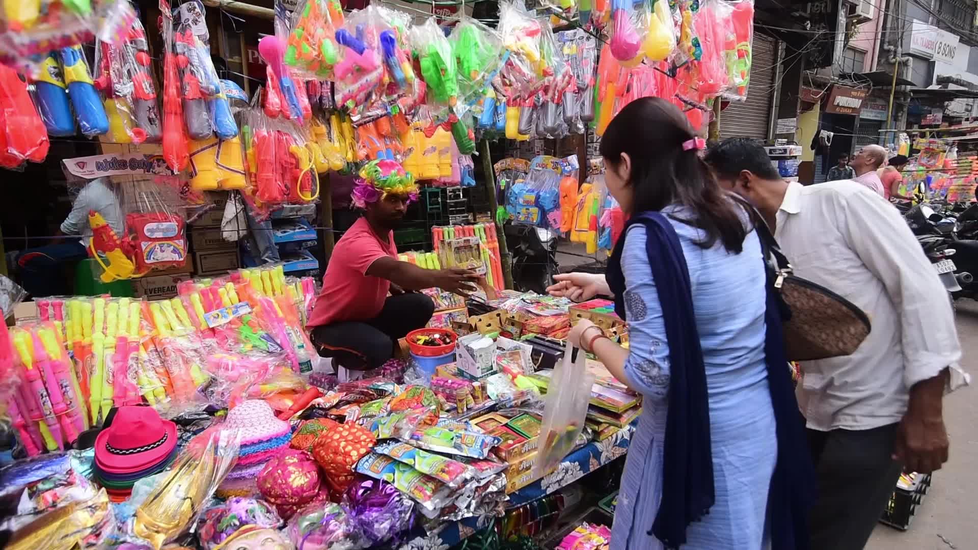 Holi market in India