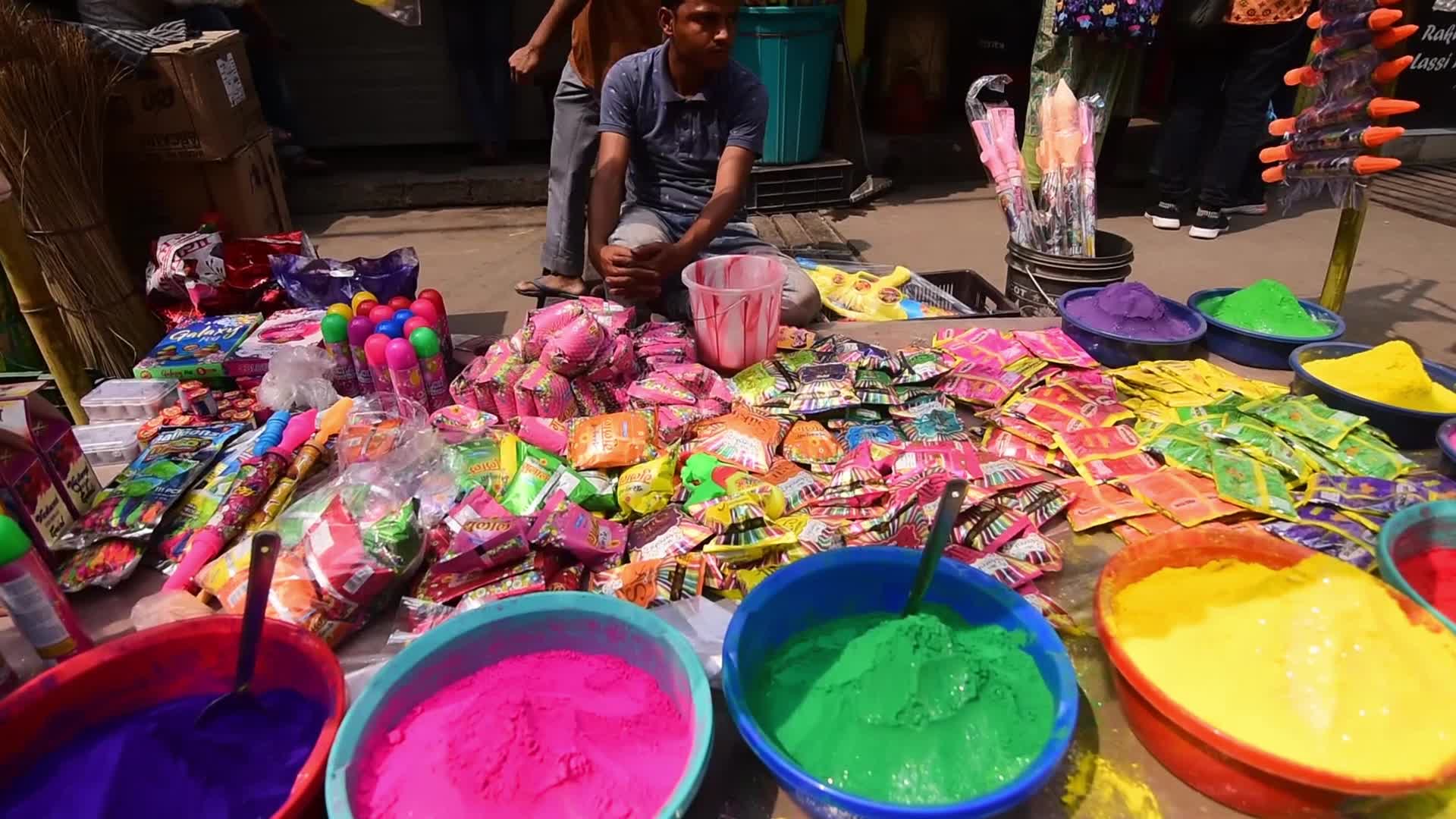 Holi market in India