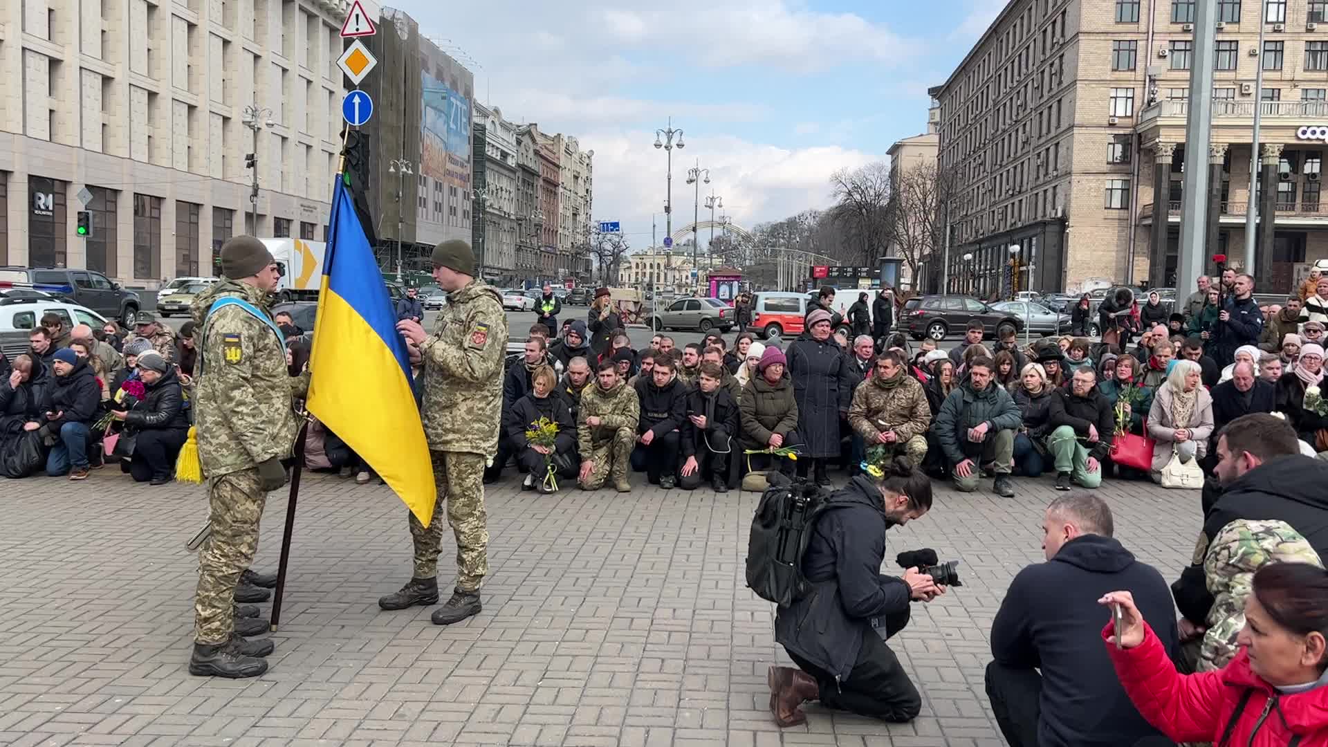 Memorial service for four Ukrainian fighters at Maidan Nezhalezhnosti Square in Kyiv
