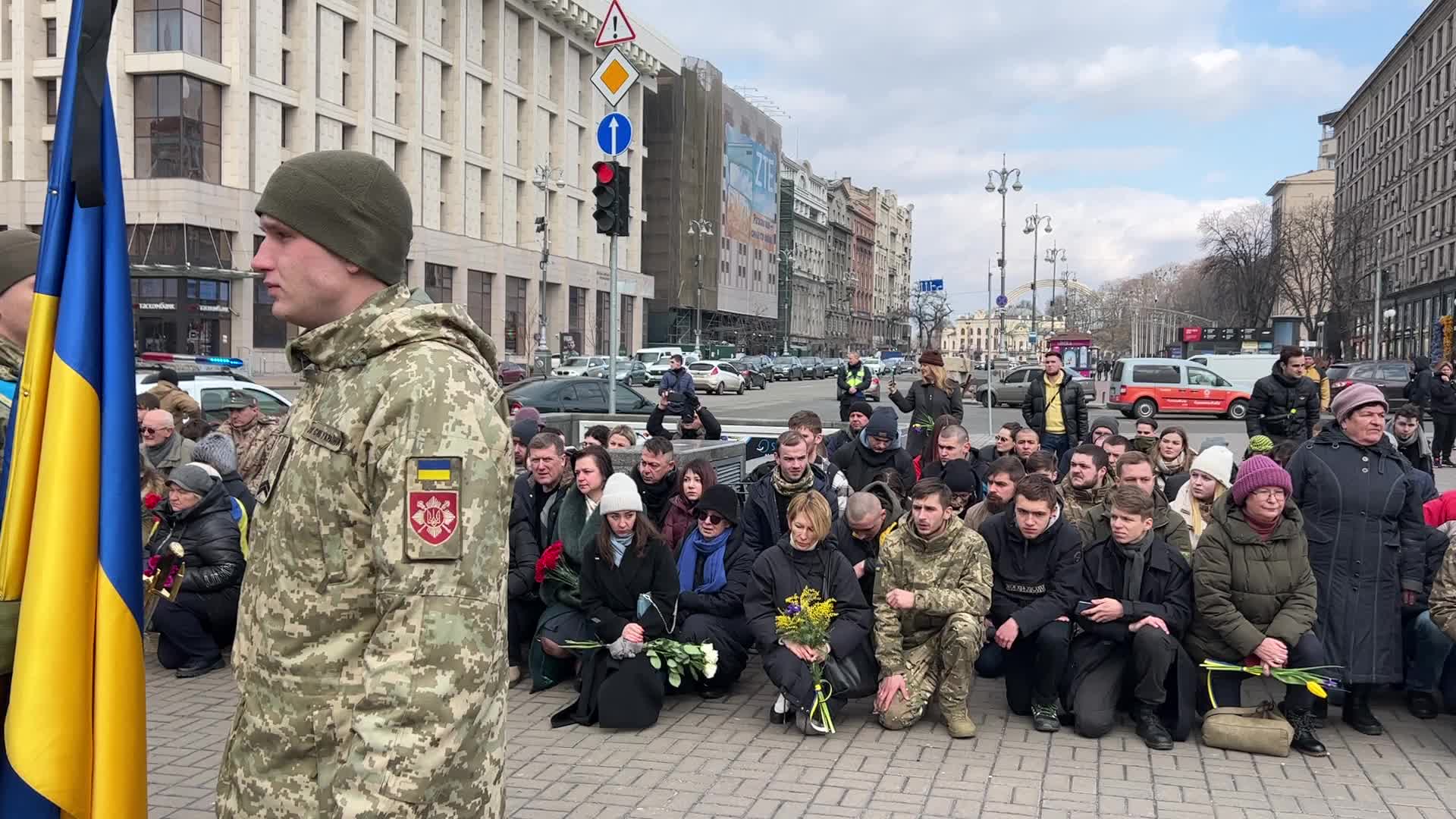 Memorial service for four Ukrainian fighters at Maidan Nezhalezhnosti Square in Kyiv