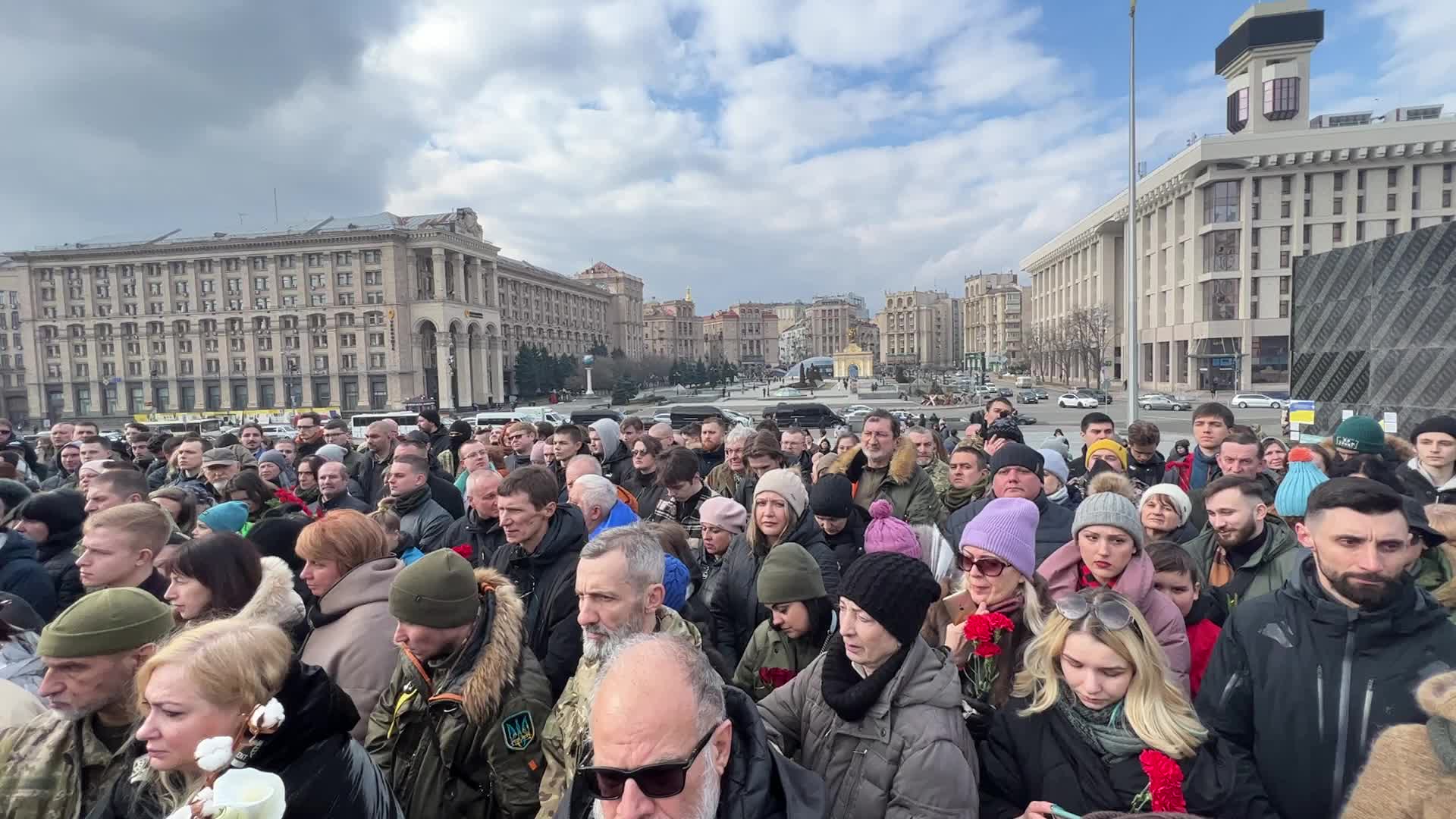 Memorial service for four Ukrainian fighters at Maidan Nezhalezhnosti Square in Kyiv