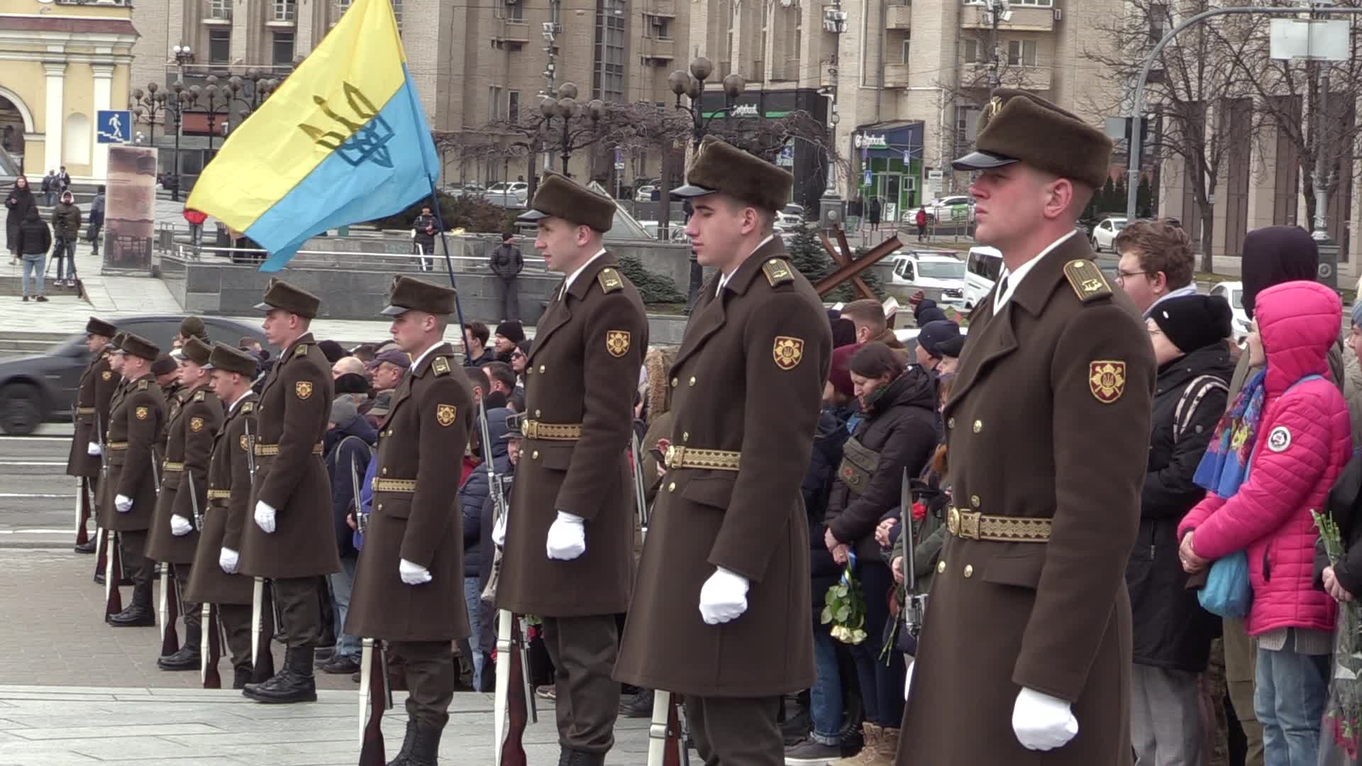 Farewell ceremony for Ukrainian soldier Hero of Ukraine Dmytro Kotsiubailo in Kyiv, amid Russia's invasion of Ukraine.