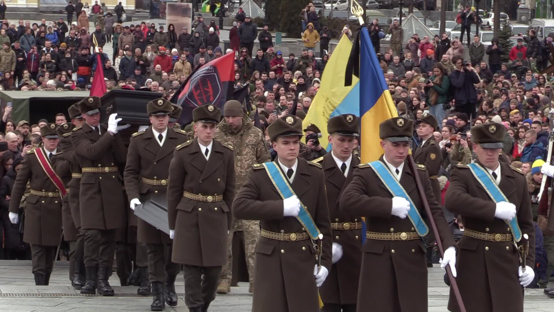 Farewell ceremony for Ukrainian soldier Hero of Ukraine Dmytro Kotsiubailo in Kyiv, amid Russia's invasion of Ukraine.