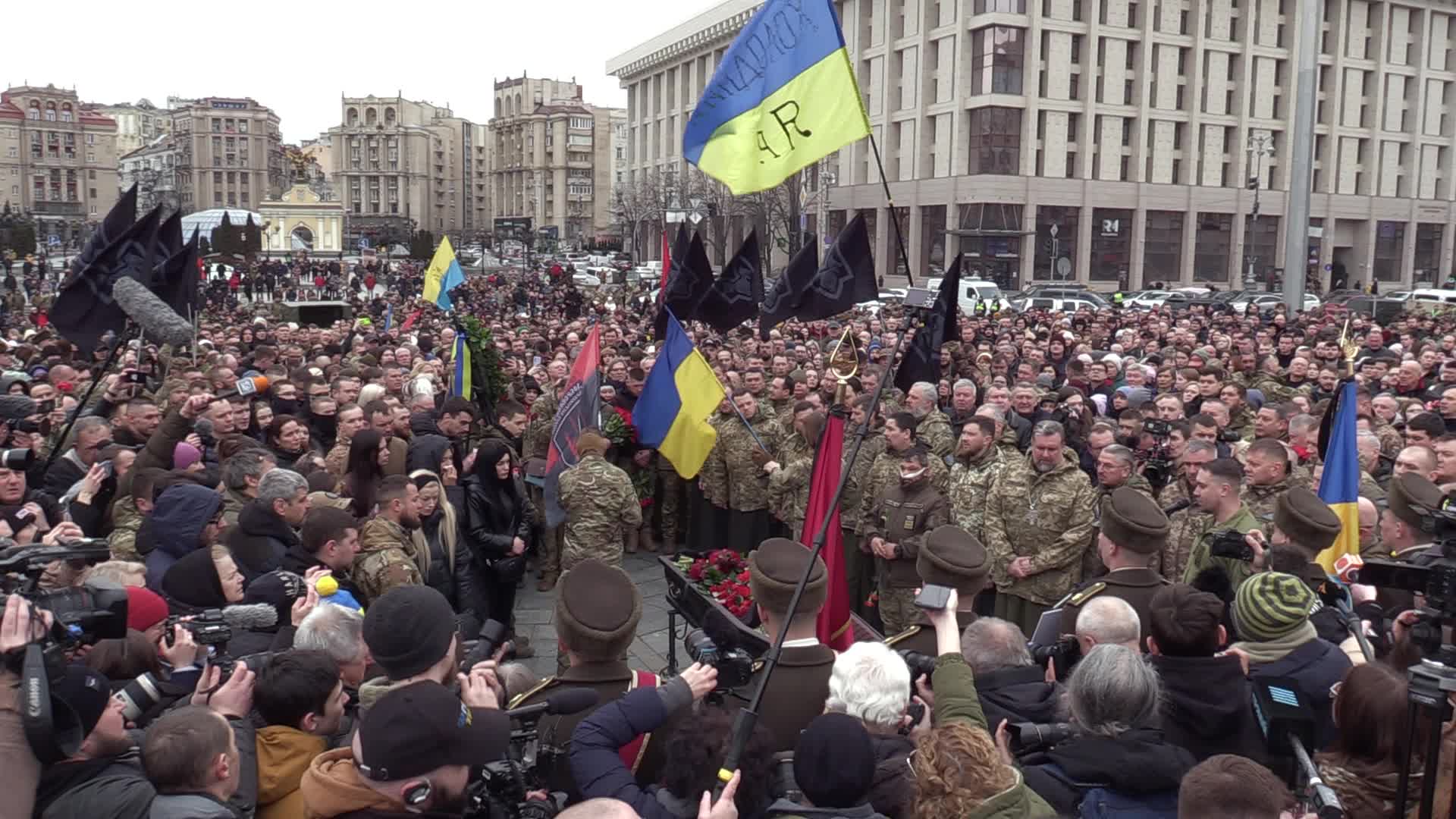 Farewell ceremony for Ukrainian soldier Hero of Ukraine Dmytro Kotsiubailo in Kyiv, amid Russia's invasion of Ukraine.