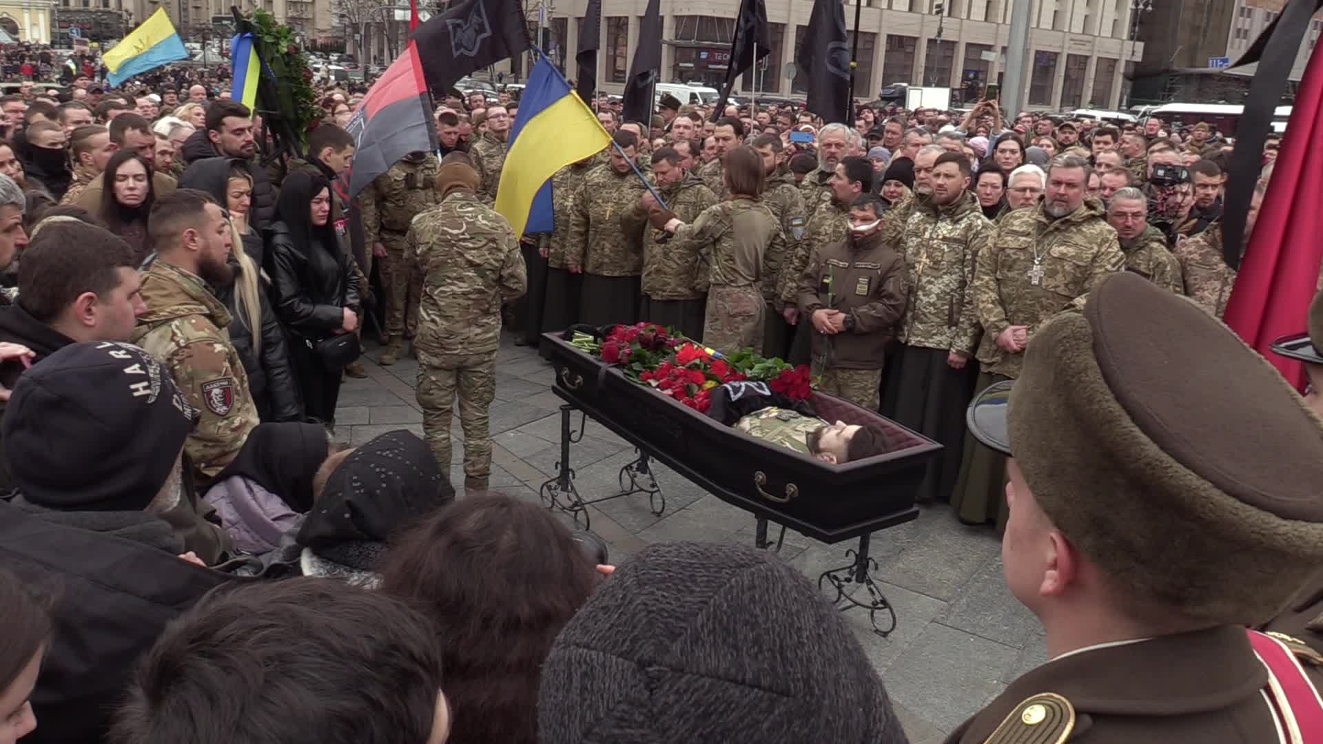 Farewell ceremony for Ukrainian soldier Hero of Ukraine Dmytro Kotsiubailo in Kyiv, amid Russia's invasion of Ukraine.