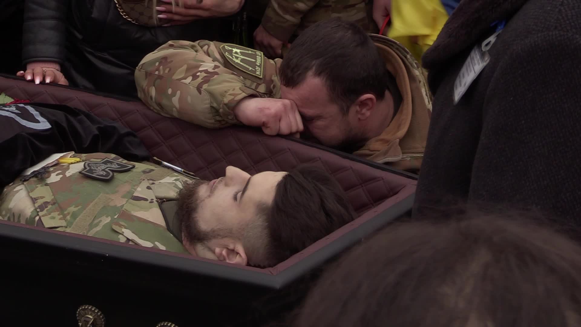 Farewell ceremony for Ukrainian soldier Hero of Ukraine Dmytro Kotsiubailo in Kyiv, amid Russia's invasion of Ukraine.