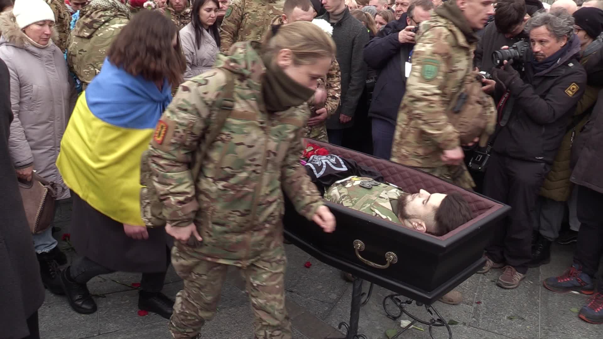 Farewell ceremony for Ukrainian soldier Hero of Ukraine Dmytro Kotsiubailo in Kyiv, amid Russia's invasion of Ukraine.