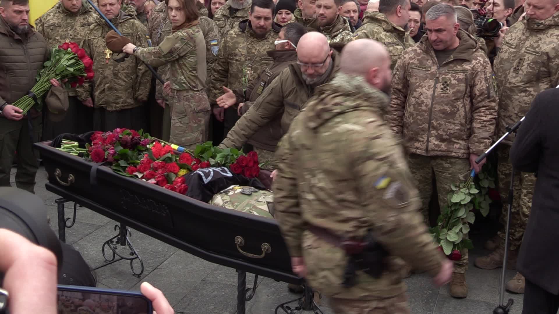 Farewell ceremony for Ukrainian soldier Hero of Ukraine Dmytro Kotsiubailo in Kyiv, amid Russia's invasion of Ukraine.