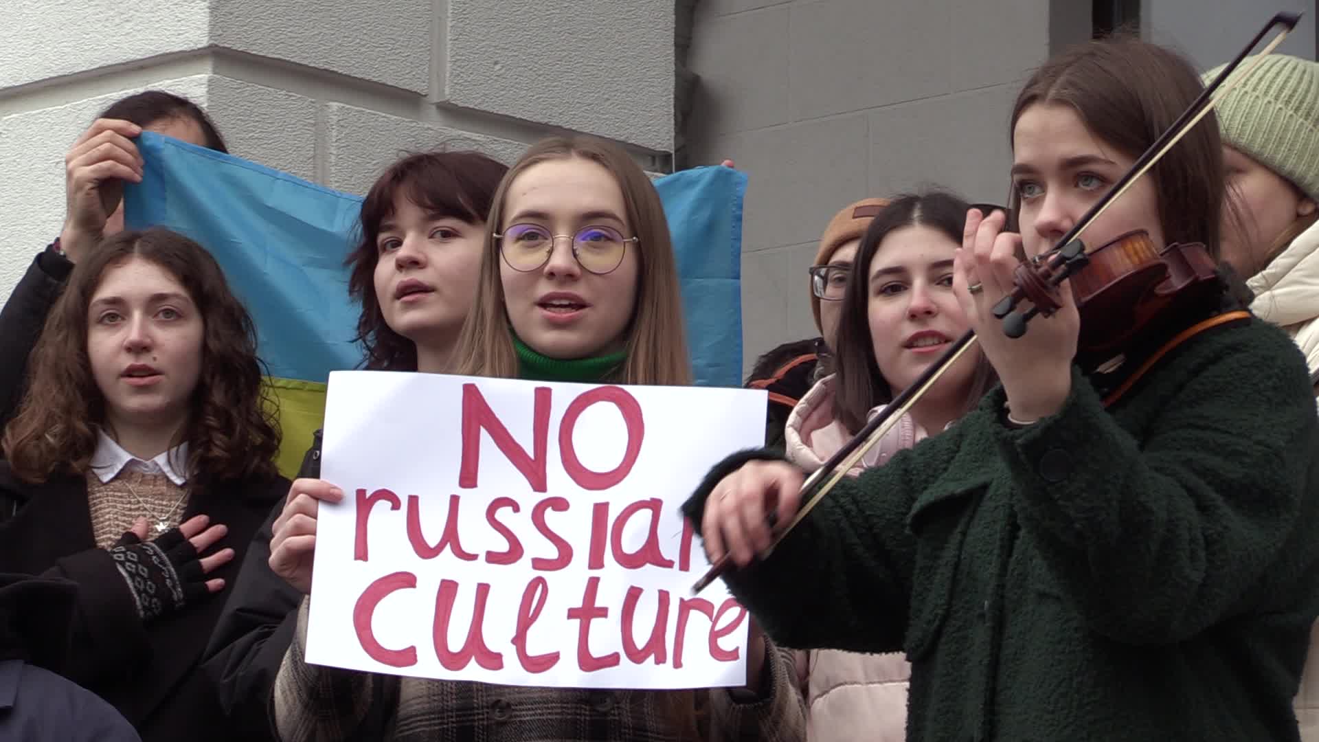 A rally against Russian culture in Ukraine in Kyiv, amid Russia's invasion of Ukraine