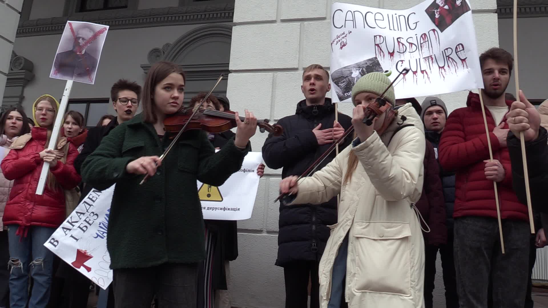 A rally against Russian culture in Ukraine in Kyiv, amid Russia's invasion of Ukraine