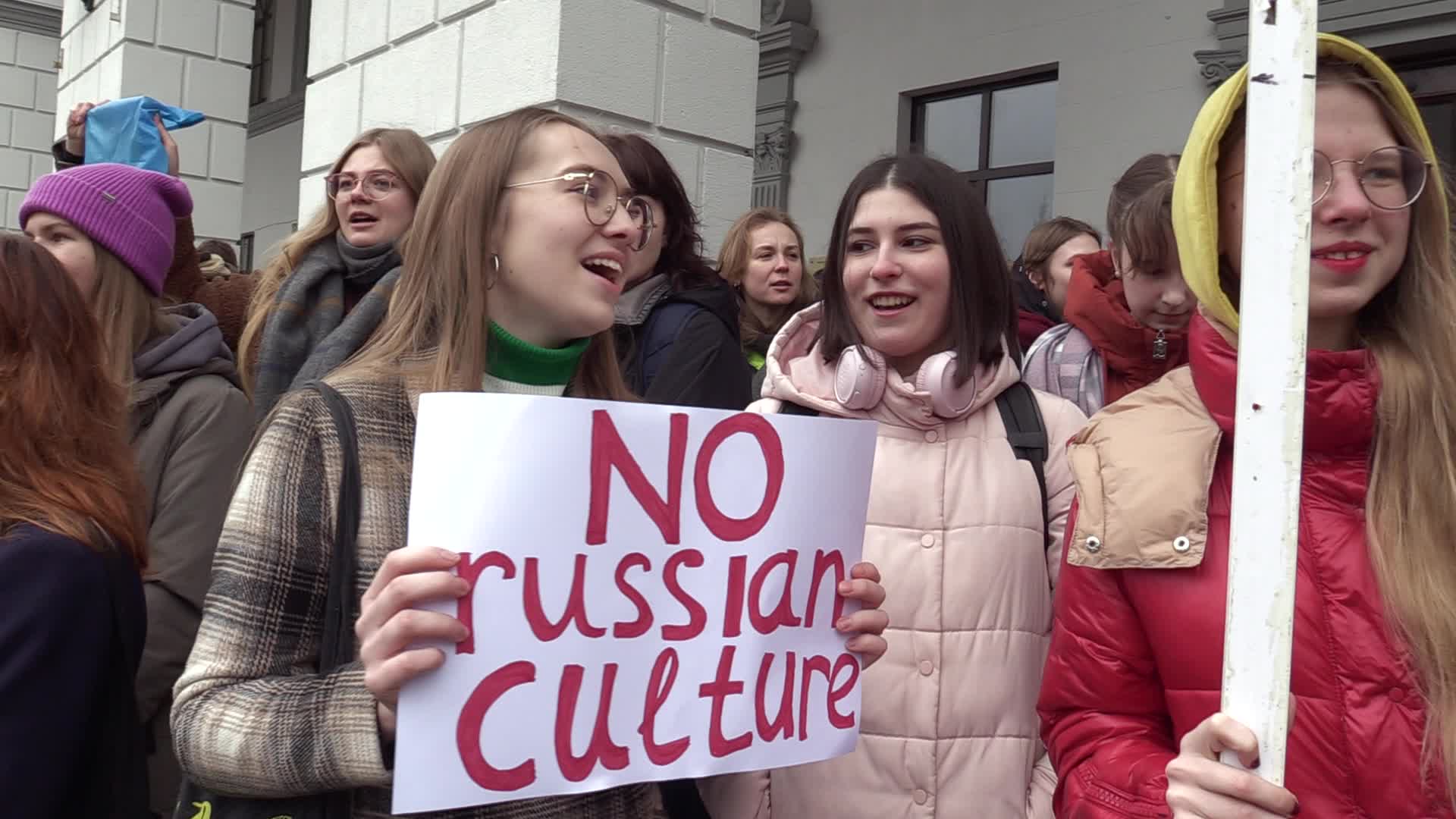 A rally against Russian culture in Ukraine in Kyiv, amid Russia's invasion of Ukraine