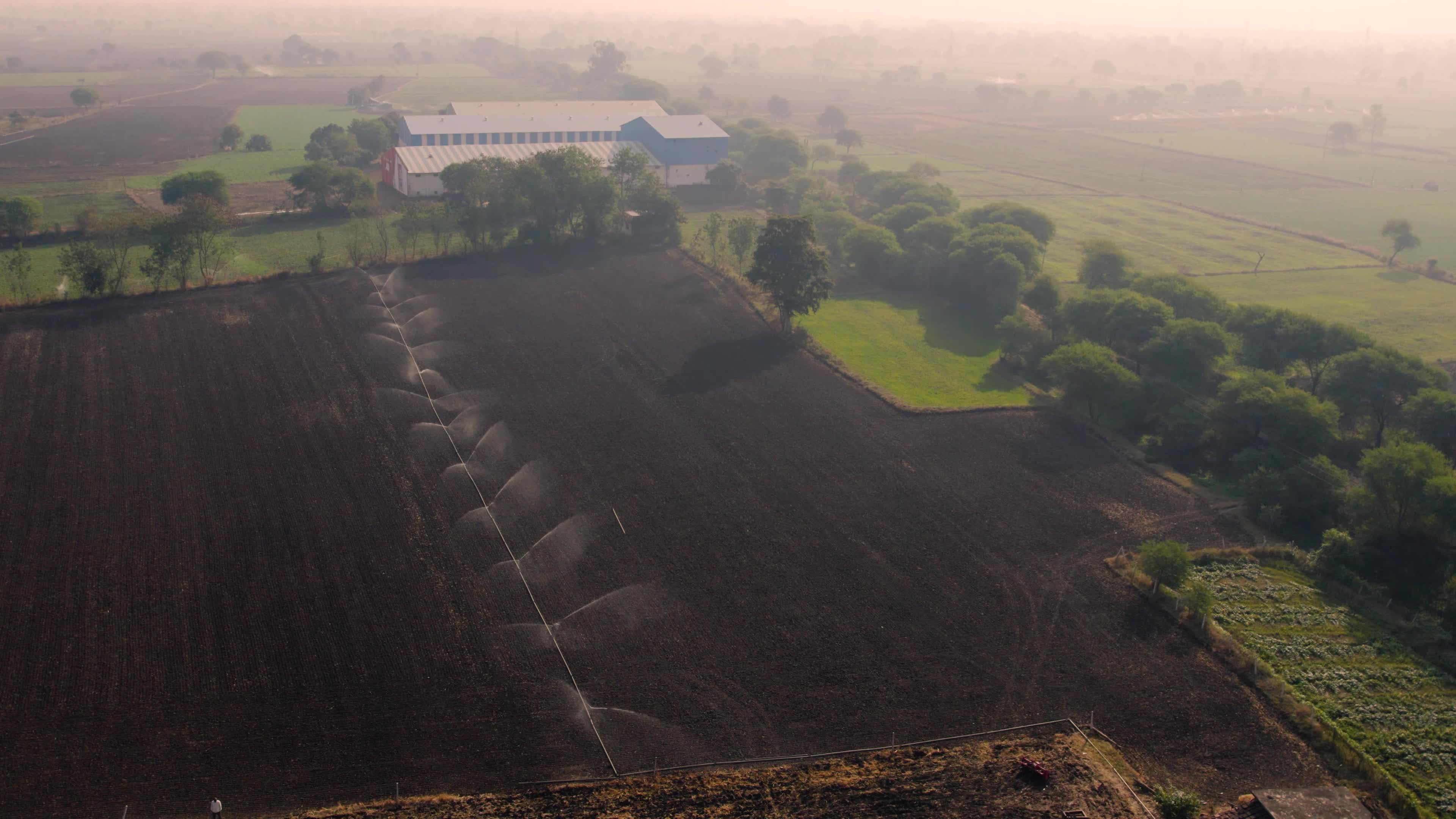 Burnt Farms & Water Sprinklers in the Indian state of Chhattisgarh (Date 12/12/2022)