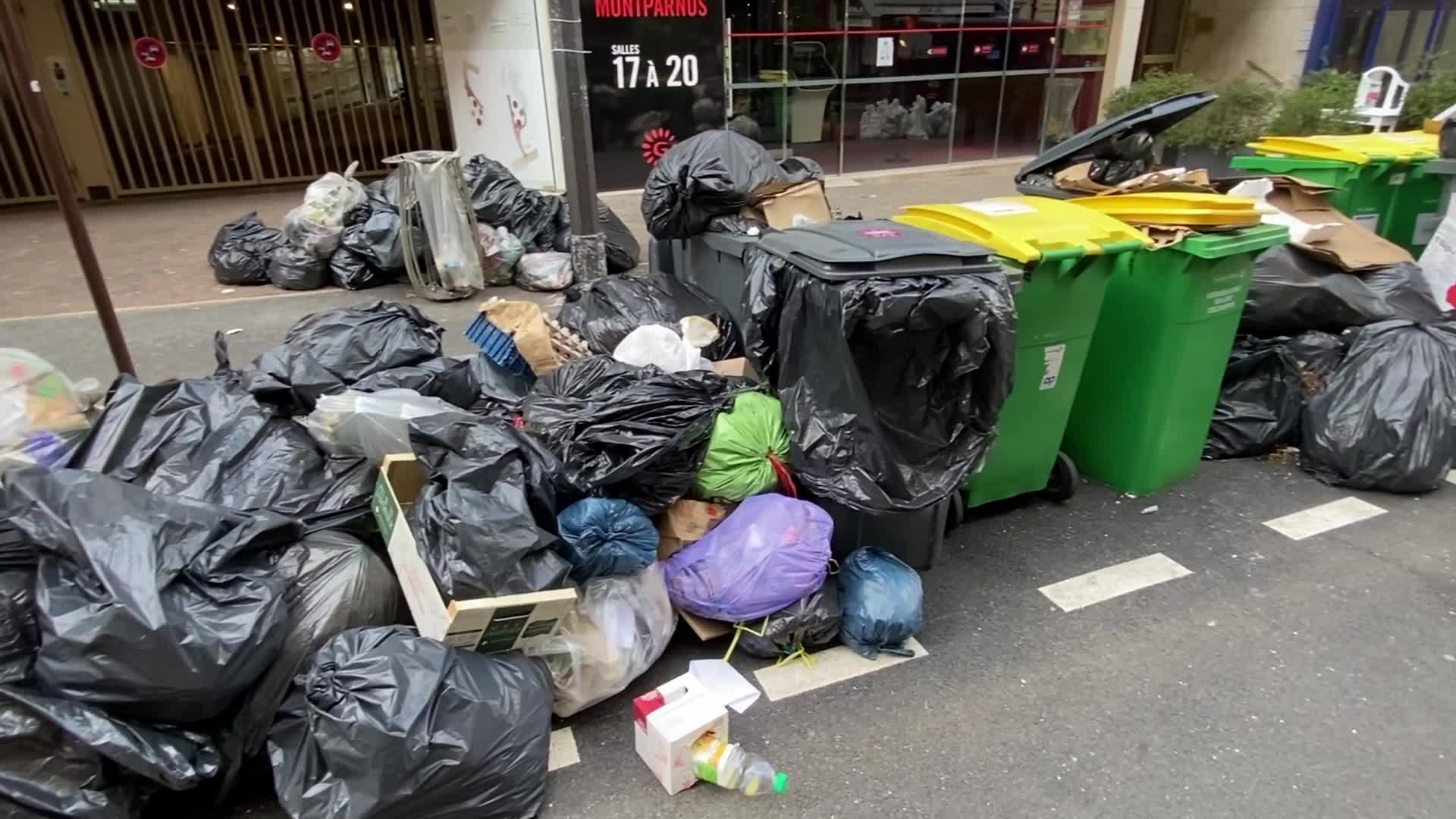Strike of the garbage collectors against the reform of the pensions, in Paris,