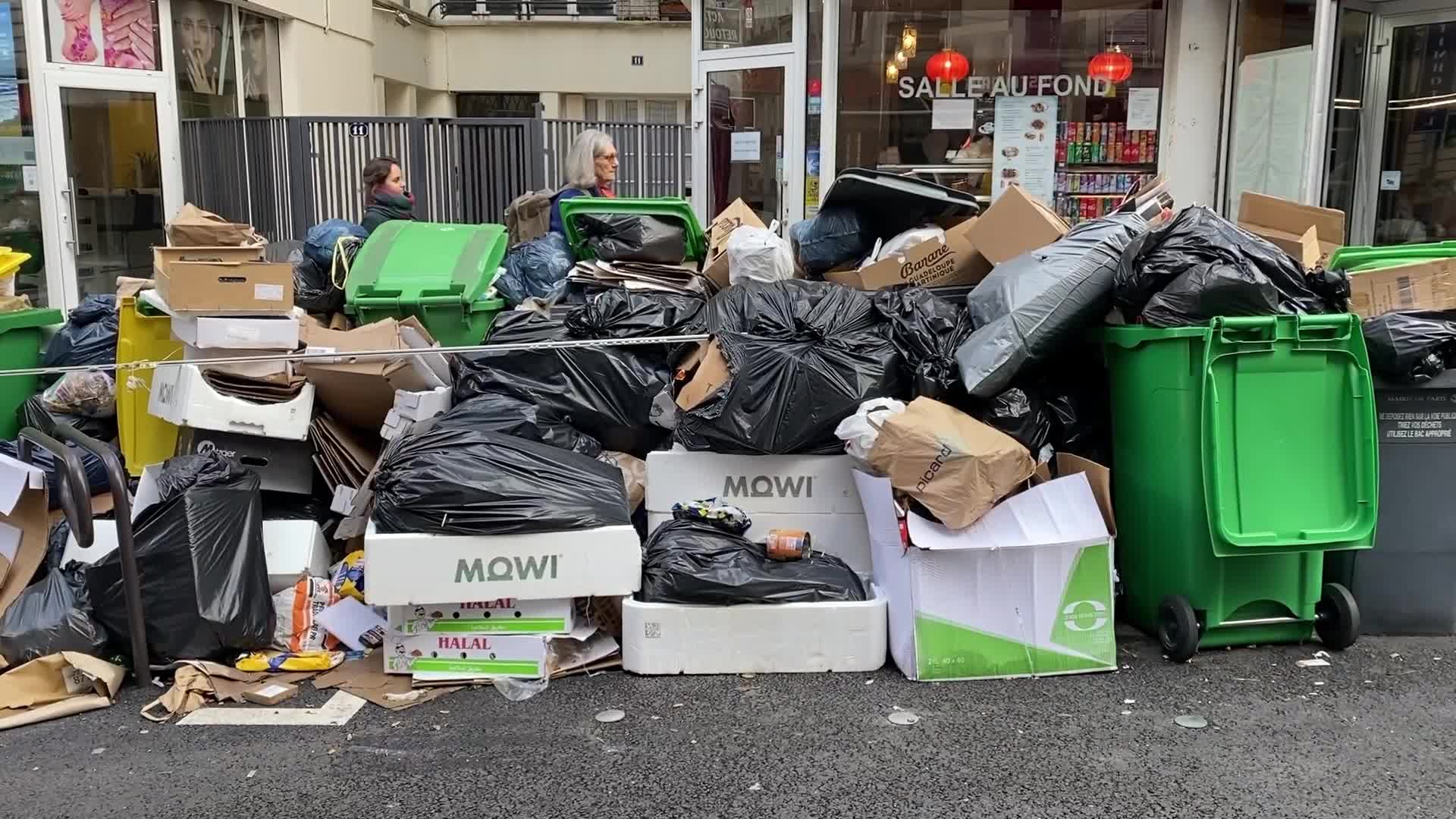 Strike of the garbage collectors against the reform of the pensions, in Paris,