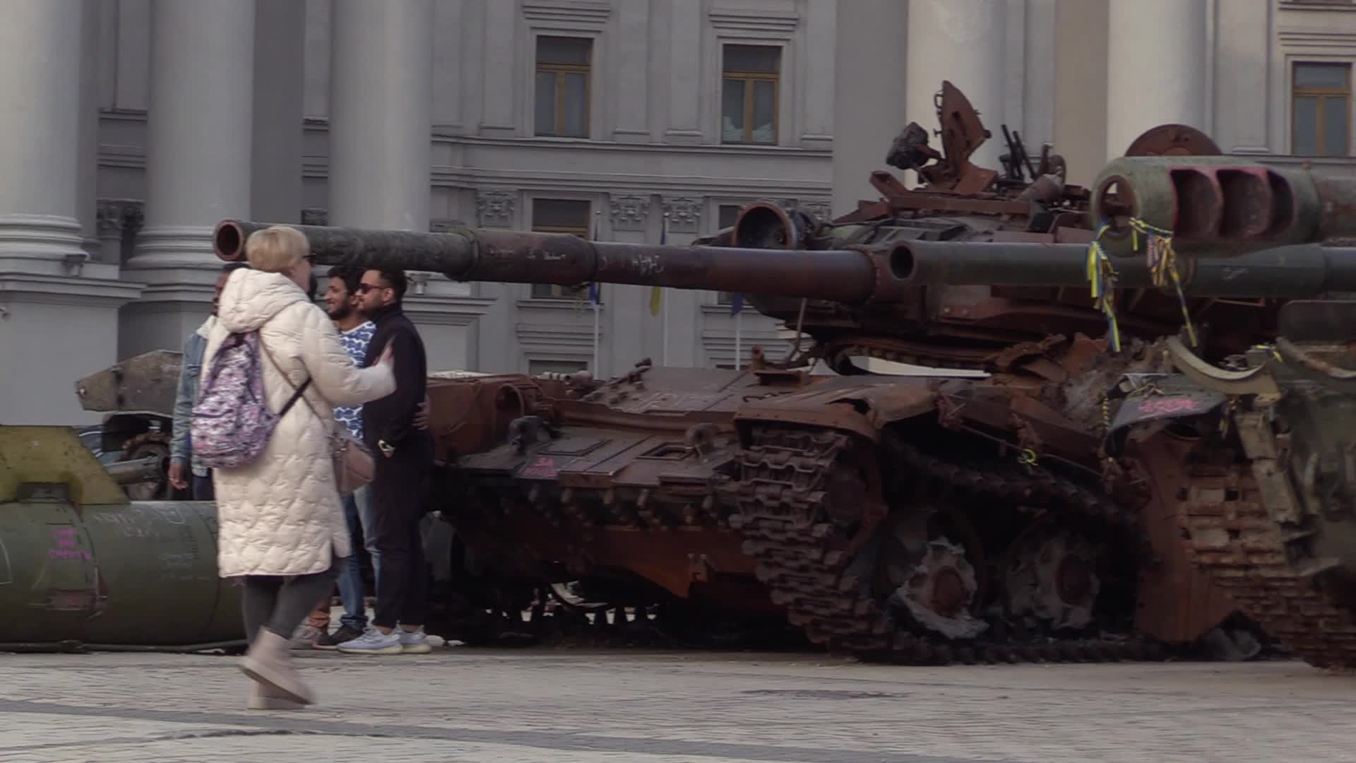 A street exhibition of destroyed Russian military vehicles in center of Kyiv, amid Russian invasion of Ukraine.