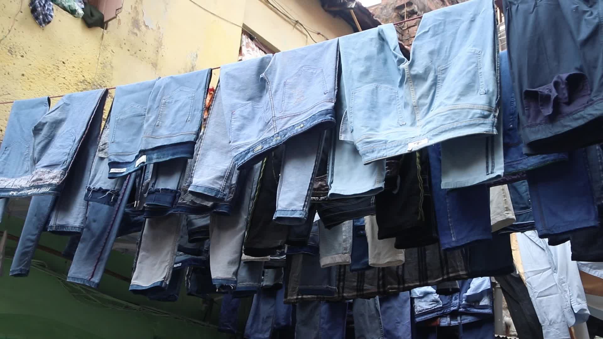 Second-hand clothes market in Kolkata, India