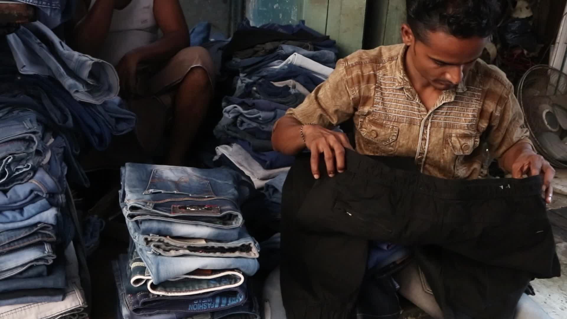 Second-hand clothes market in Kolkata, India