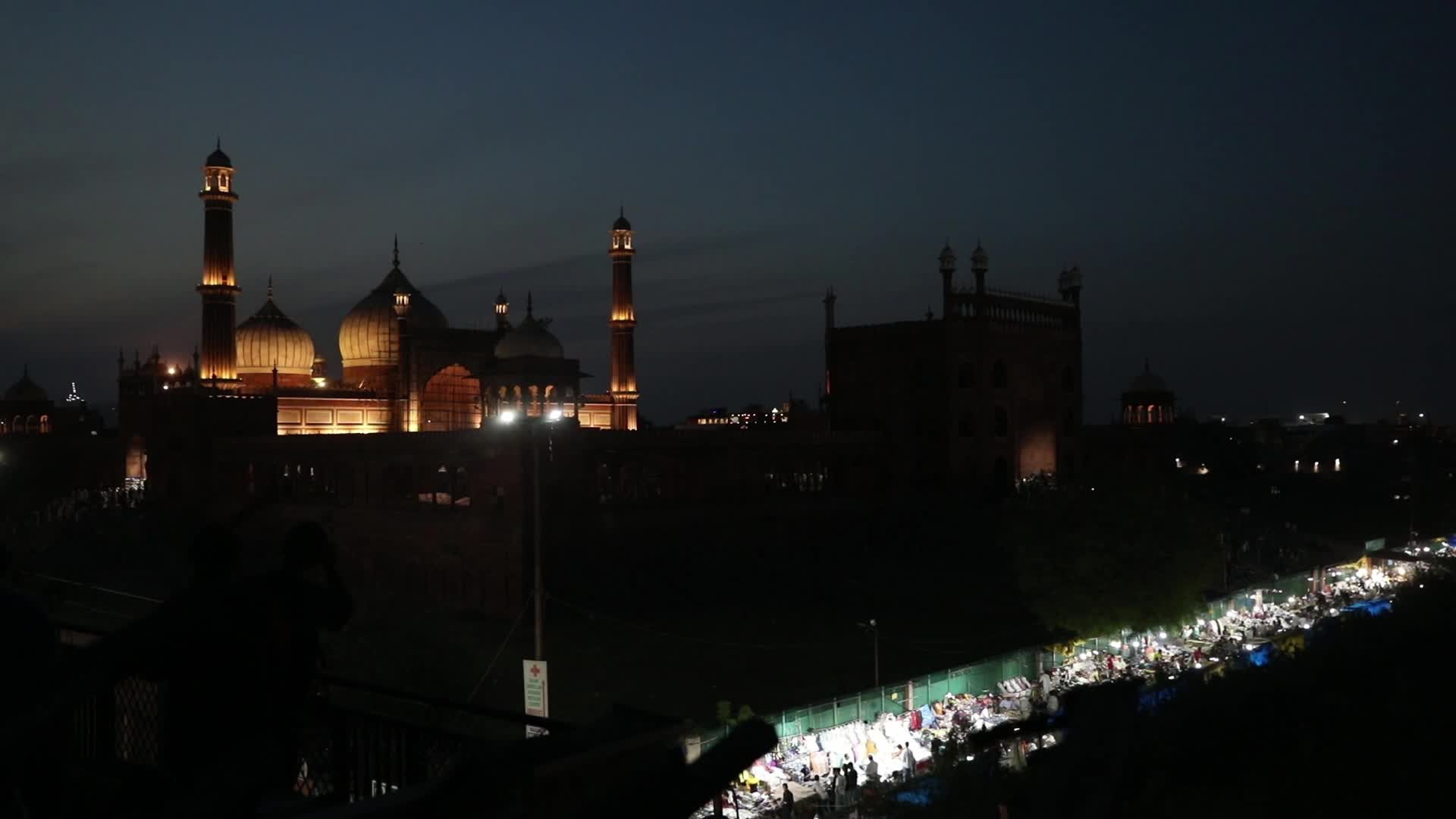 Illuminated Jama Masjid on Ramadan Eve