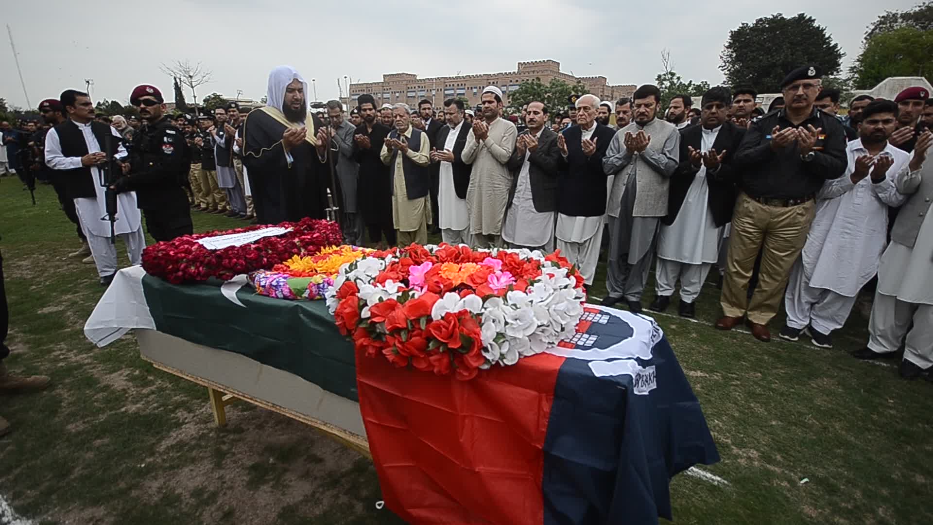 Funeral of police officer killed in IED attack in Pakistan
